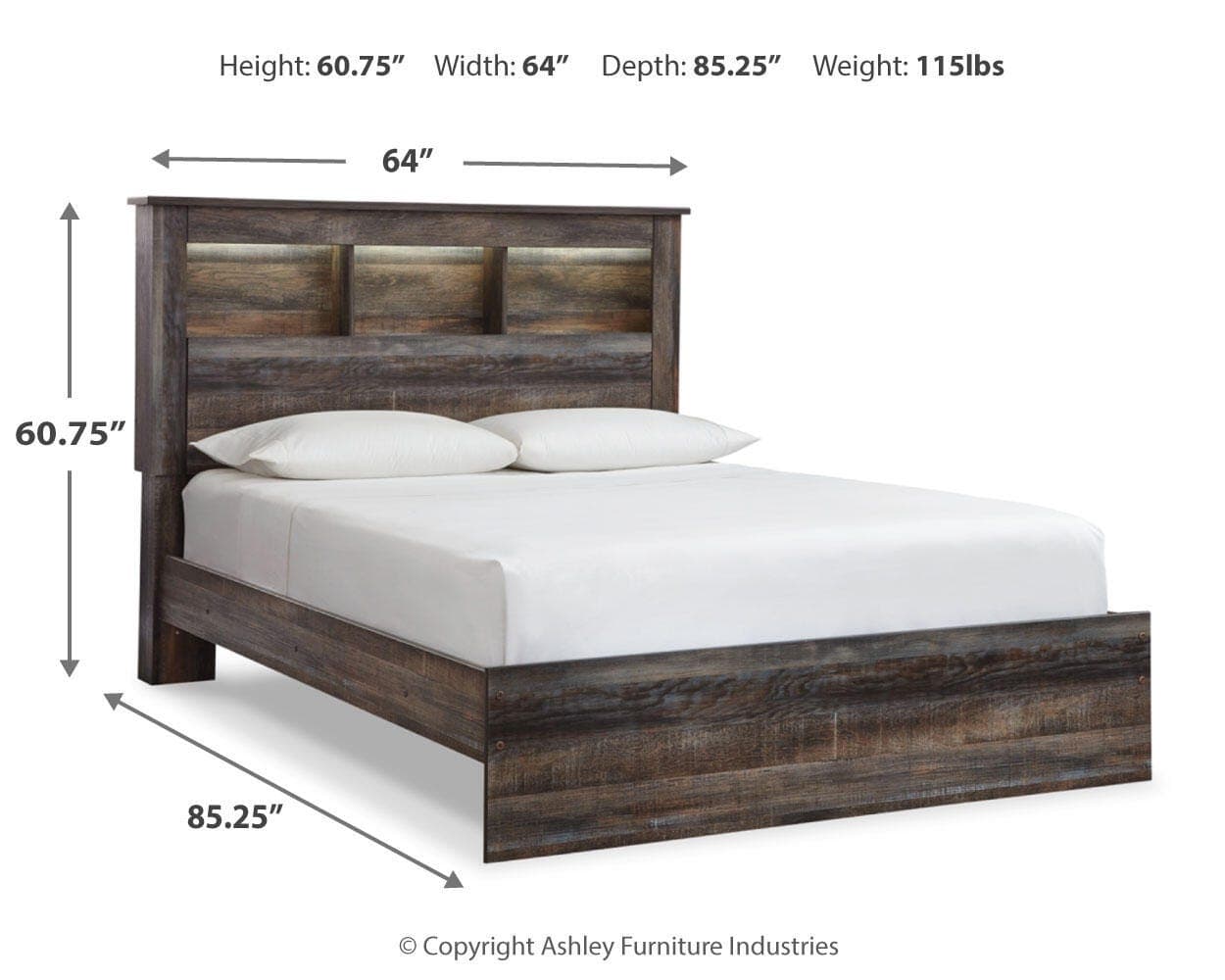 Drystan Queen Bookcase Bed — Brown/Beige — view 4