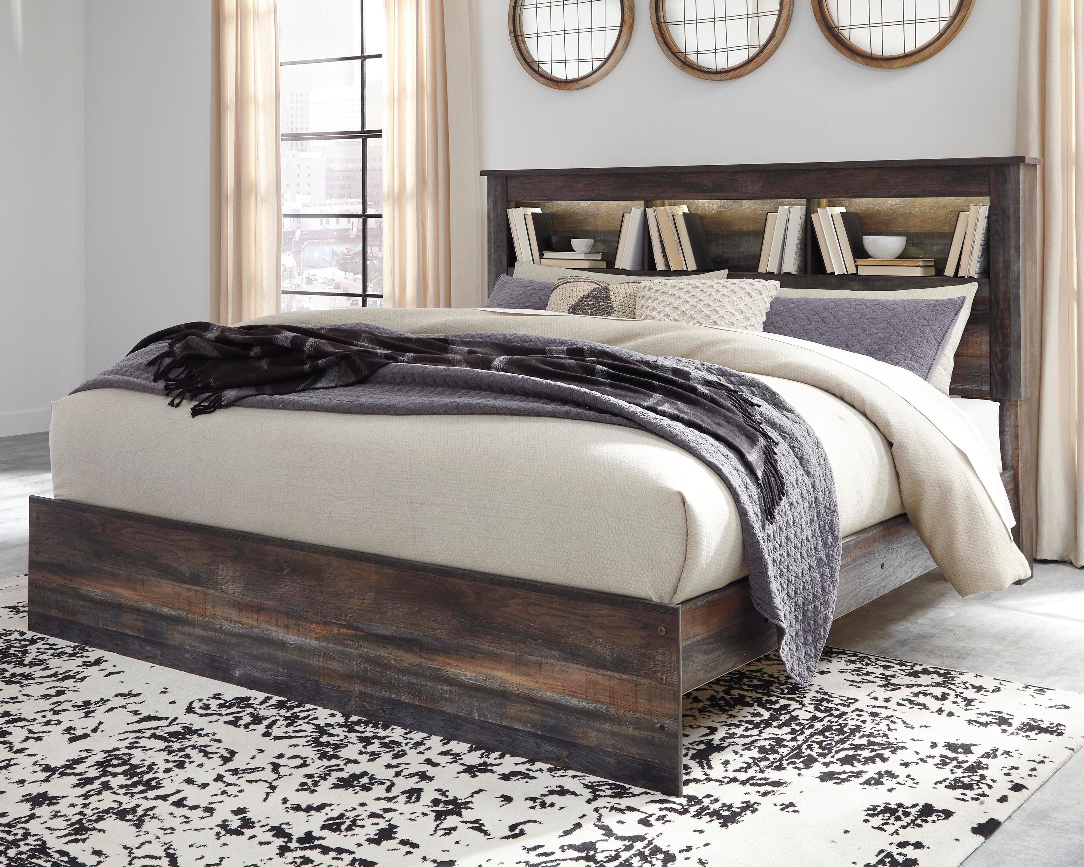 Drystan King Bookcase Bed — Brown/Beige — view 2