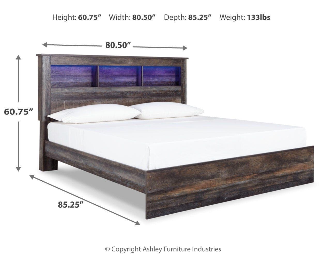 Drystan King Bookcase Bed — Brown/Beige — view 4
