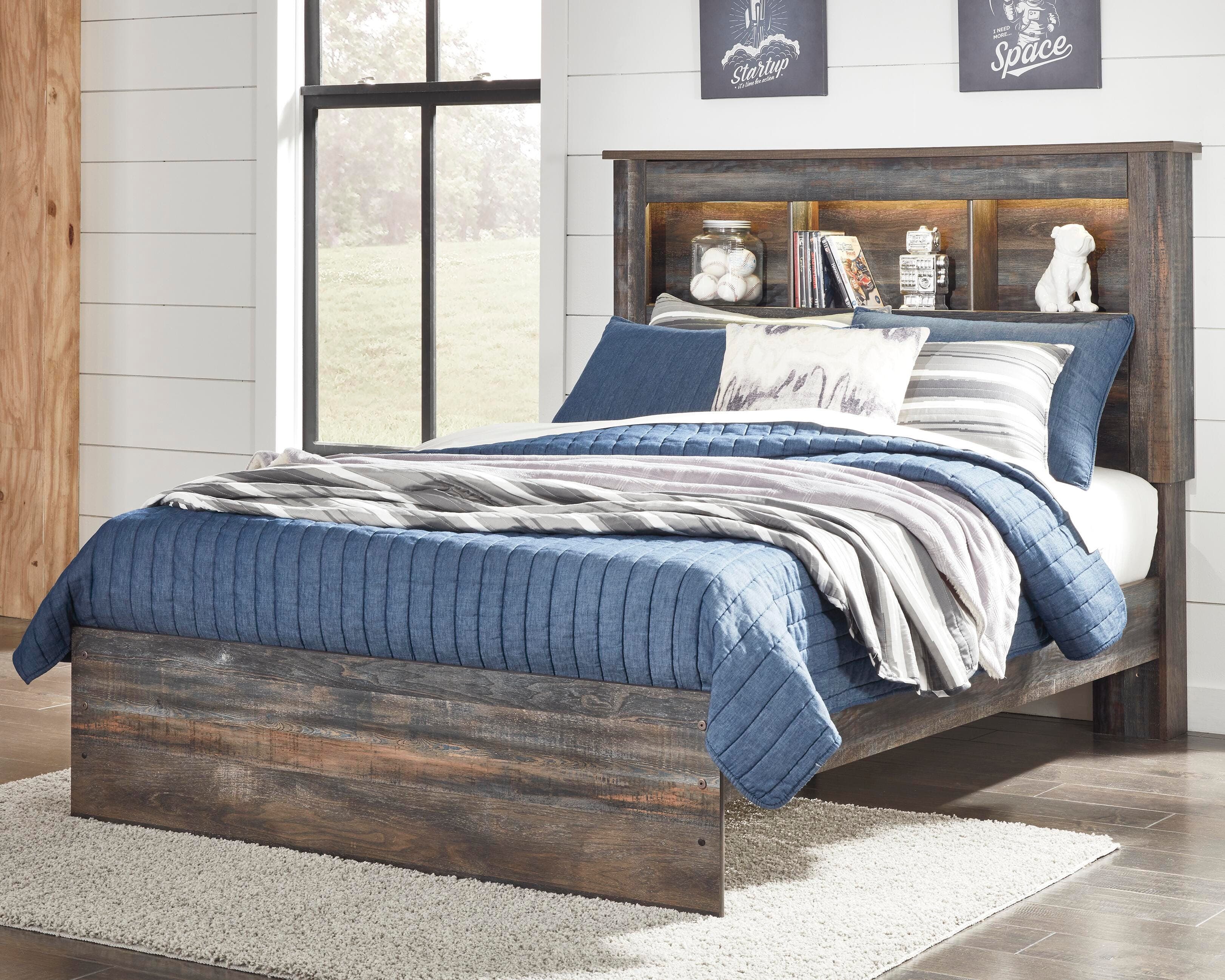 Drystan Full Bookcase Bed — Black/Gray — view 2