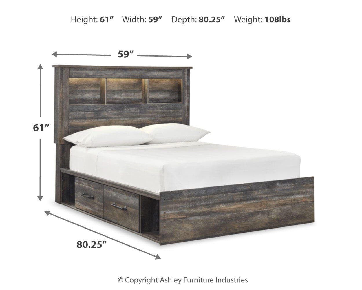 Drystan Full Bookcase Bed — Black/Gray — view 3