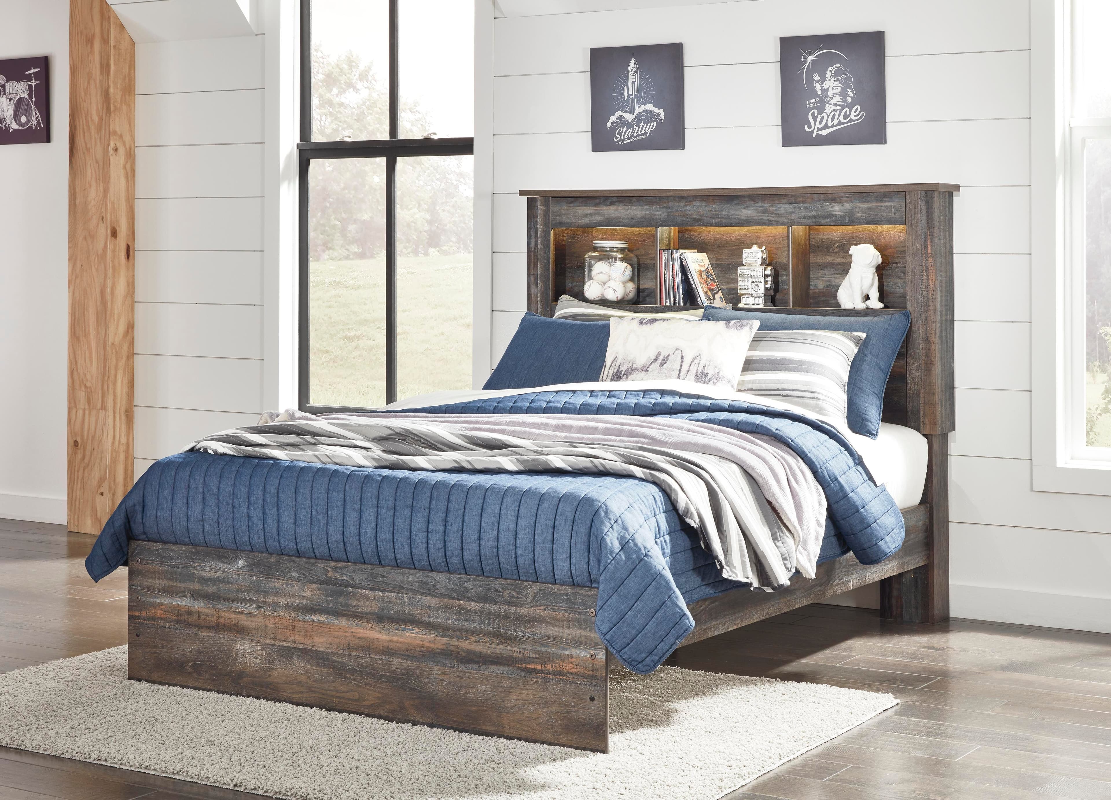 Drystan Full Bookcase Bed — Black/Gray — view 4