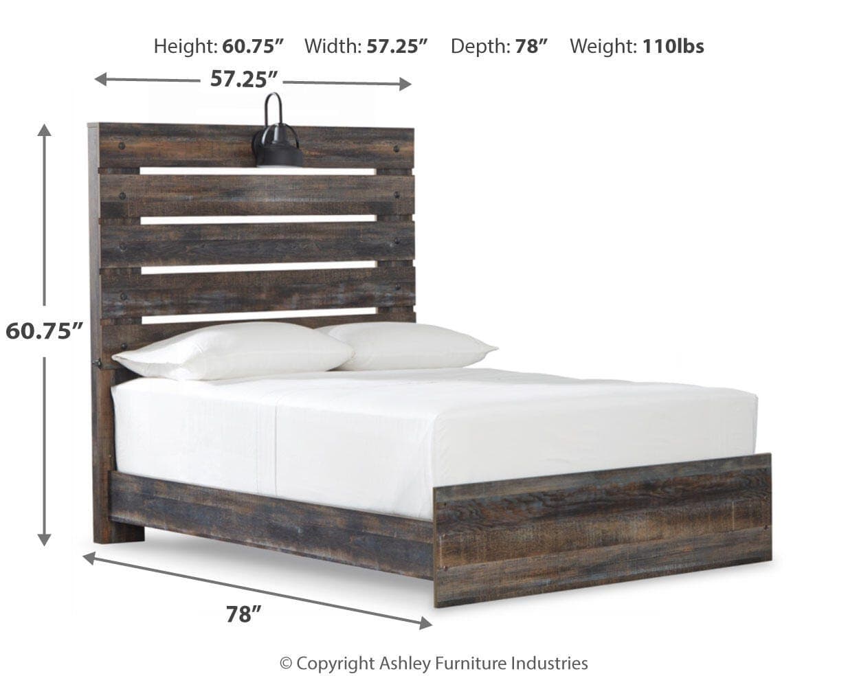 Drystan Full Panel Bed — Black/Gray — view 3