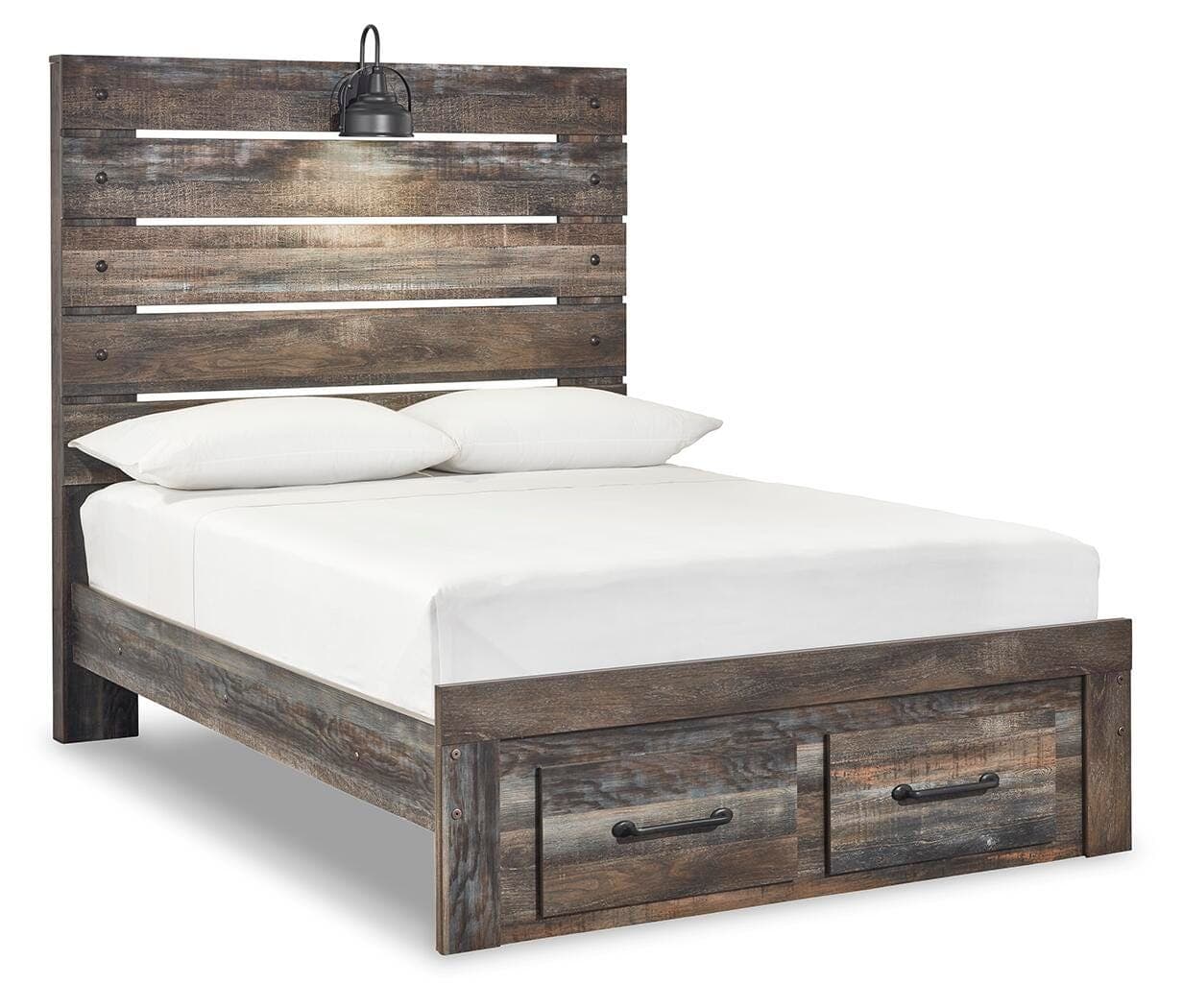 Drystan Full Panel Bed with 2 Storage Drawers — Black/Gray — view 2