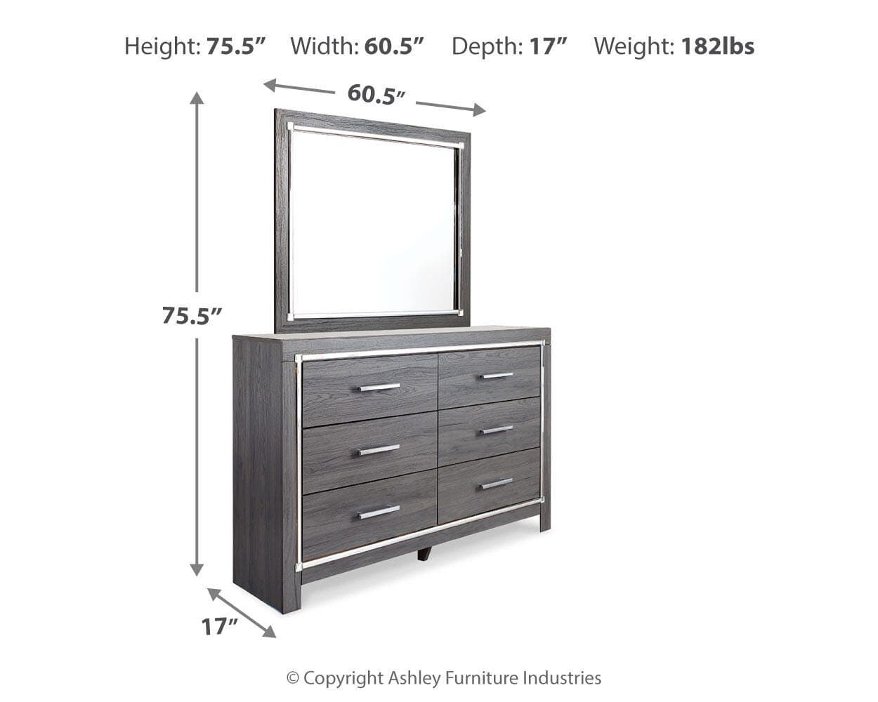 Lodanna Dresser and Mirror — Black/Gray — view 4