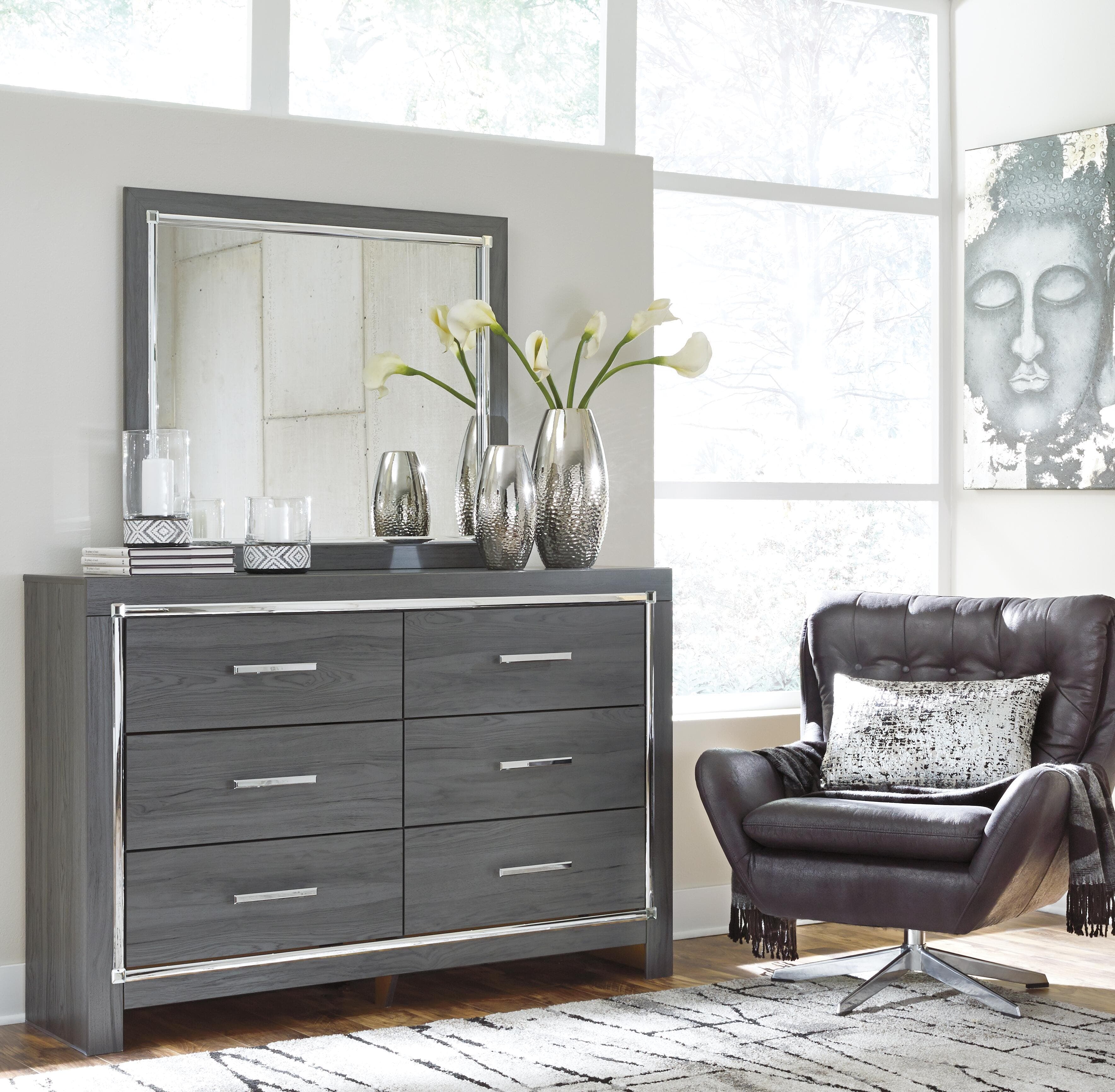 Lodanna Dresser and Mirror — Black/Gray — view 7