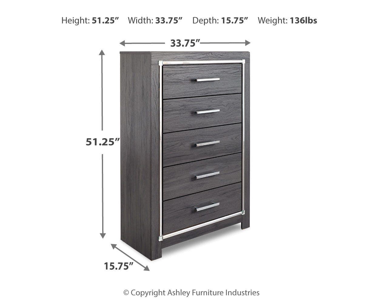 Lodanna Chest of Drawers — Black/Gray — view 3