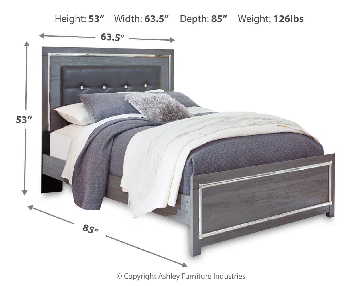 Lodanna Queen Panel Bed — Black/Gray — view 3