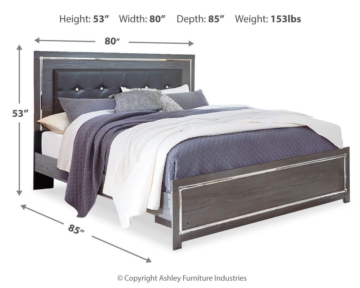 Lodanna King Panel Bed — Black/Gray — view 4