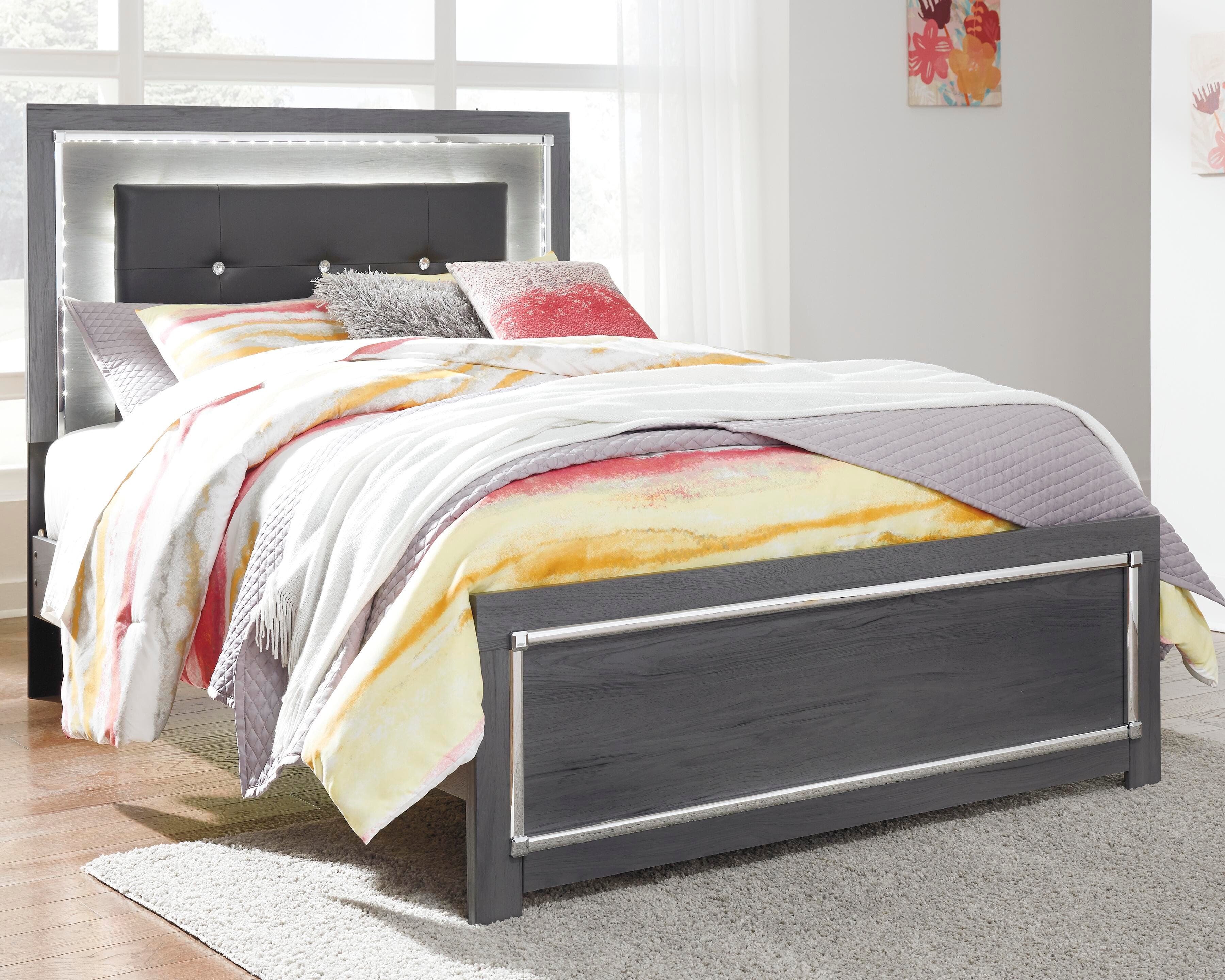 Lodanna Full Panel Bed — Black/Gray — view 2