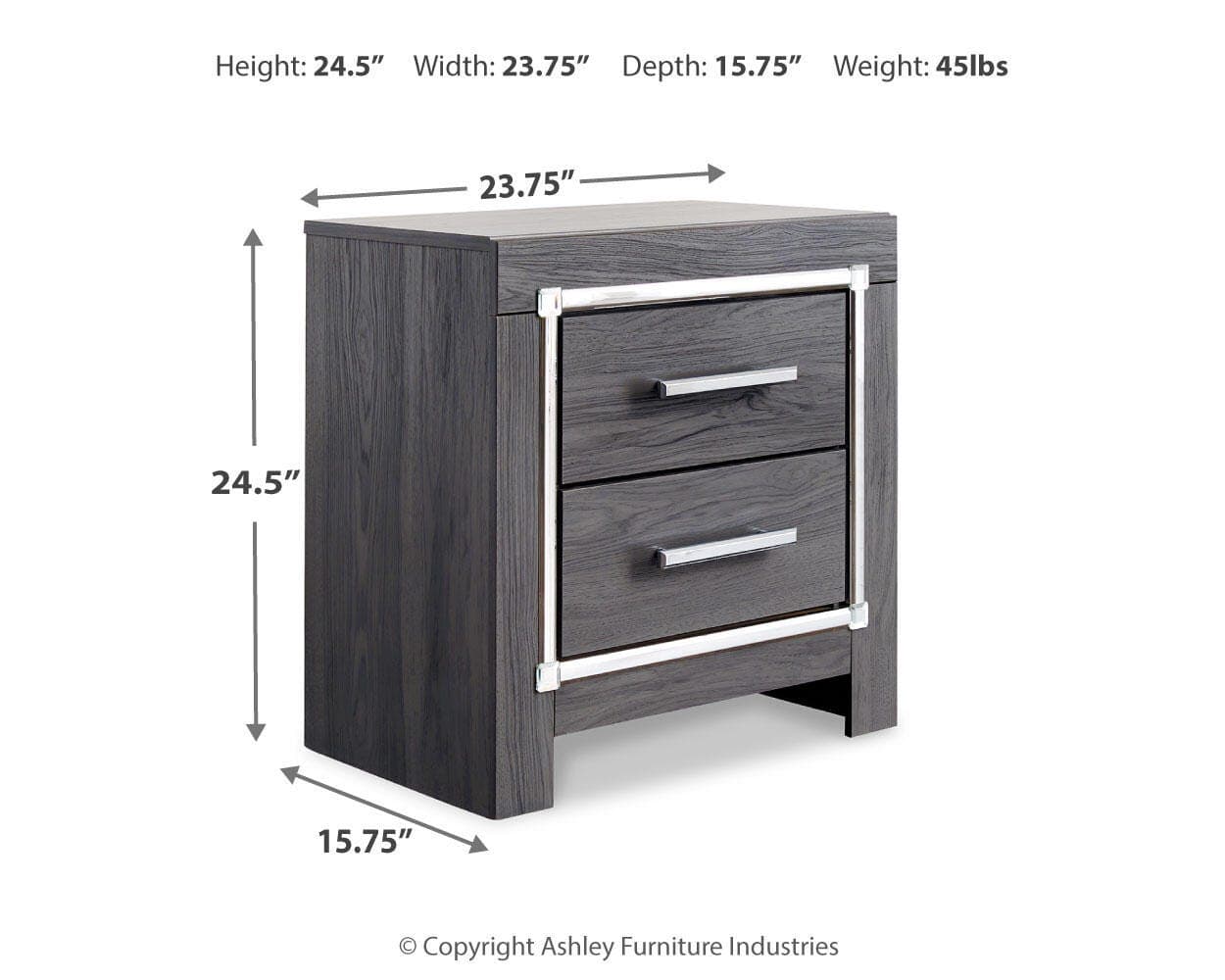 Lodanna Nightstand — Black/Gray — view 4