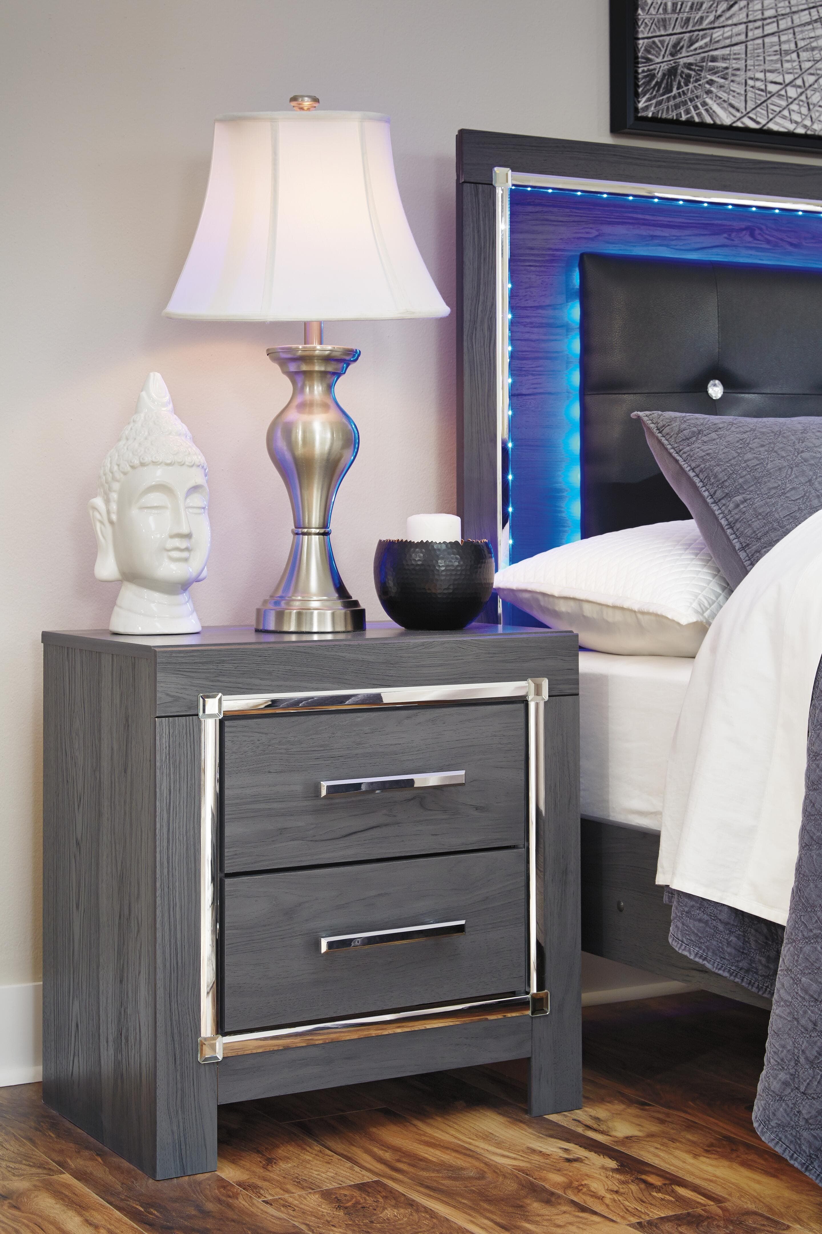 Lodanna Nightstand — Black/Gray — view 3