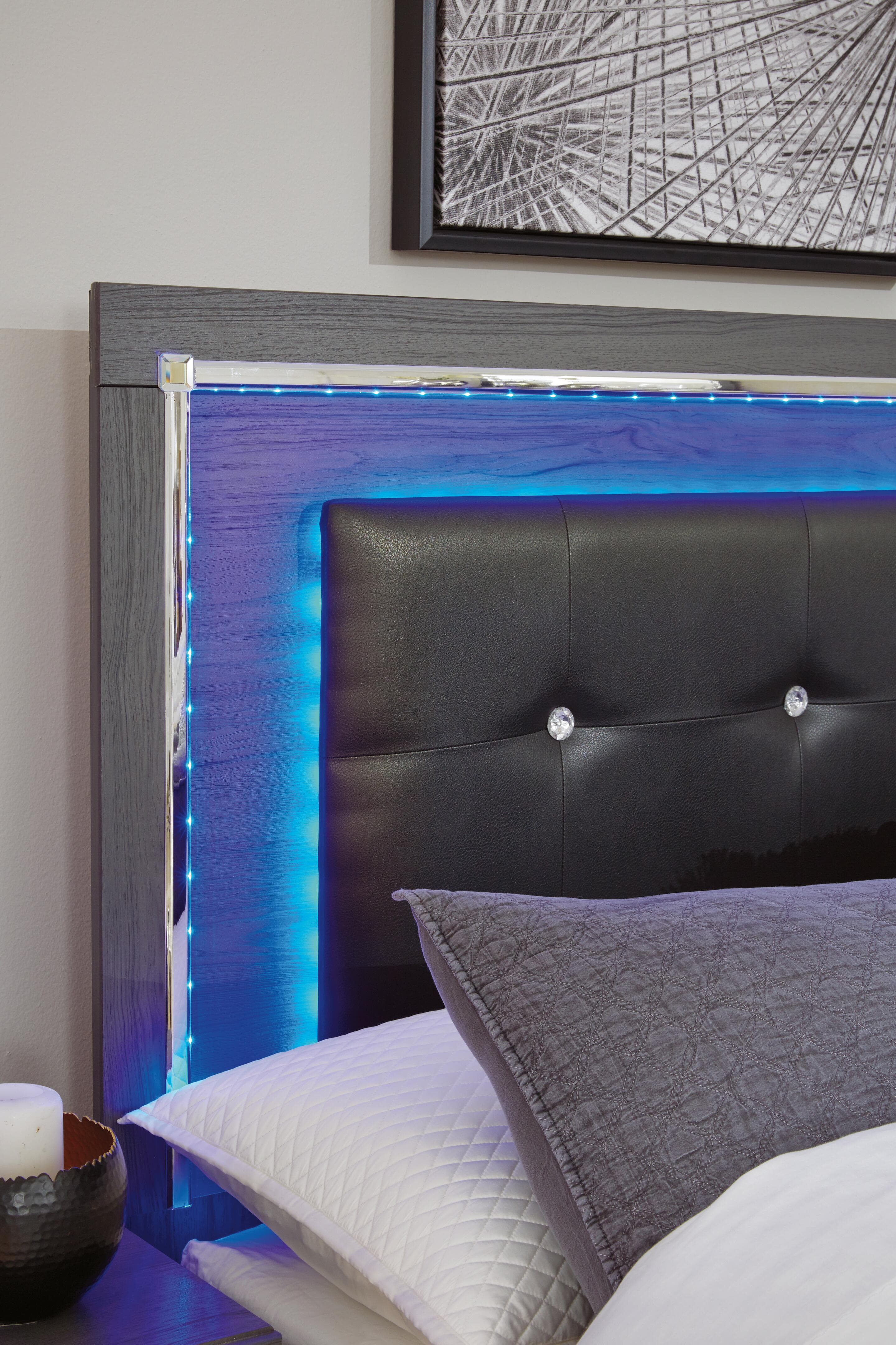Lodanna Queen Upholstered Panel Headboard — Black/Gray — view 4