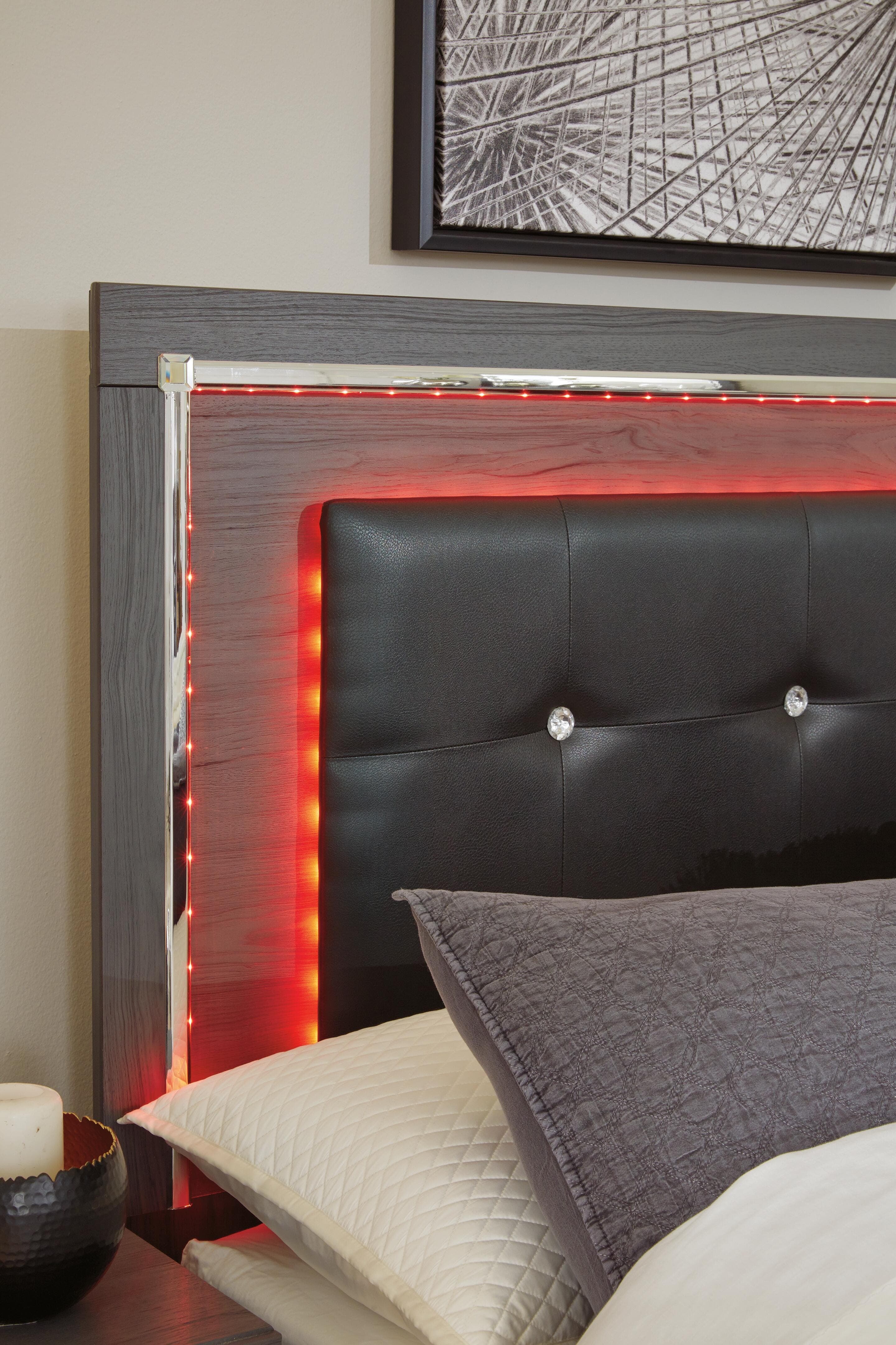 Lodanna Queen Upholstered Panel Headboard — Black/Gray — view 5