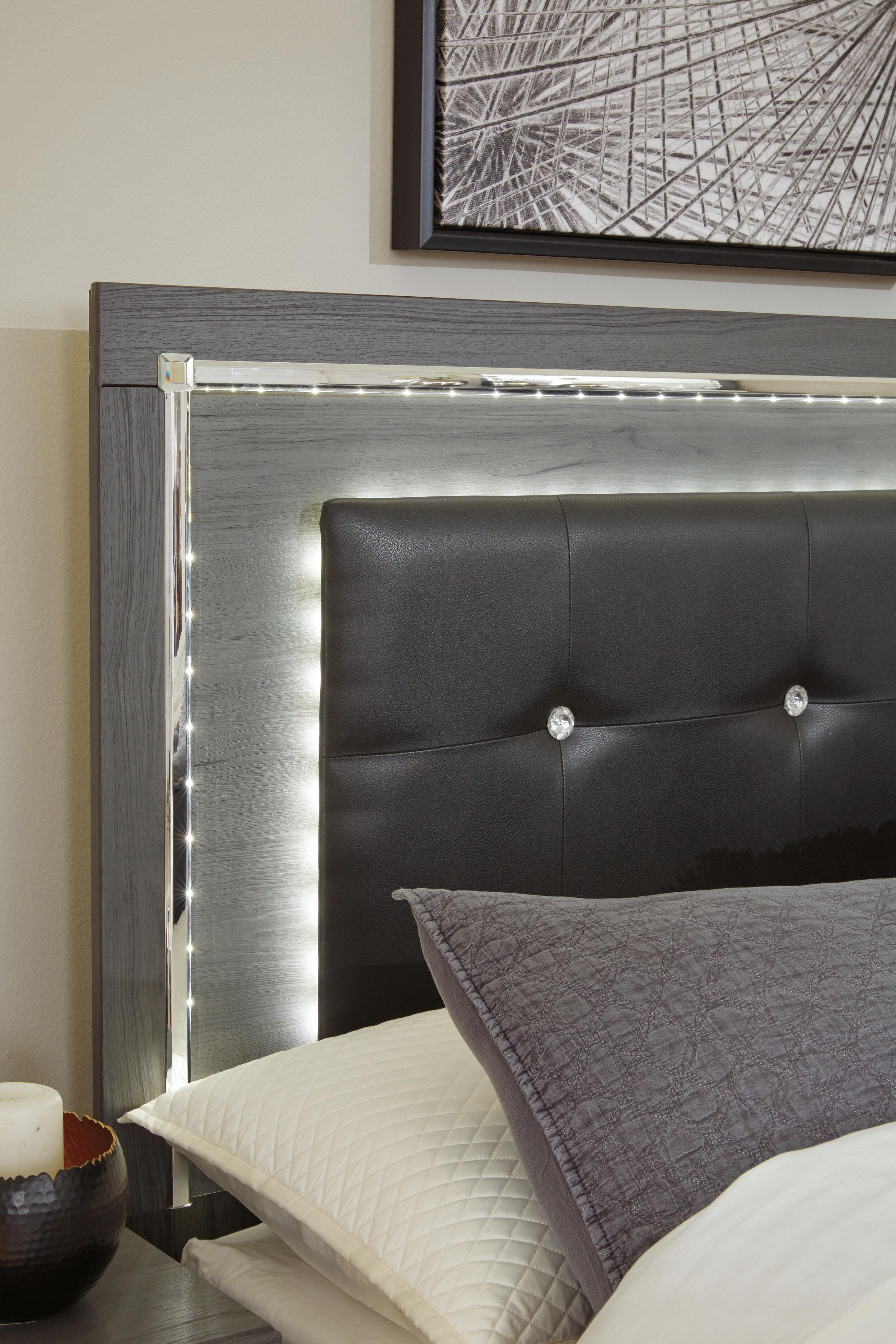 Lodanna Queen Upholstered Panel Headboard — Black/Gray — view 6