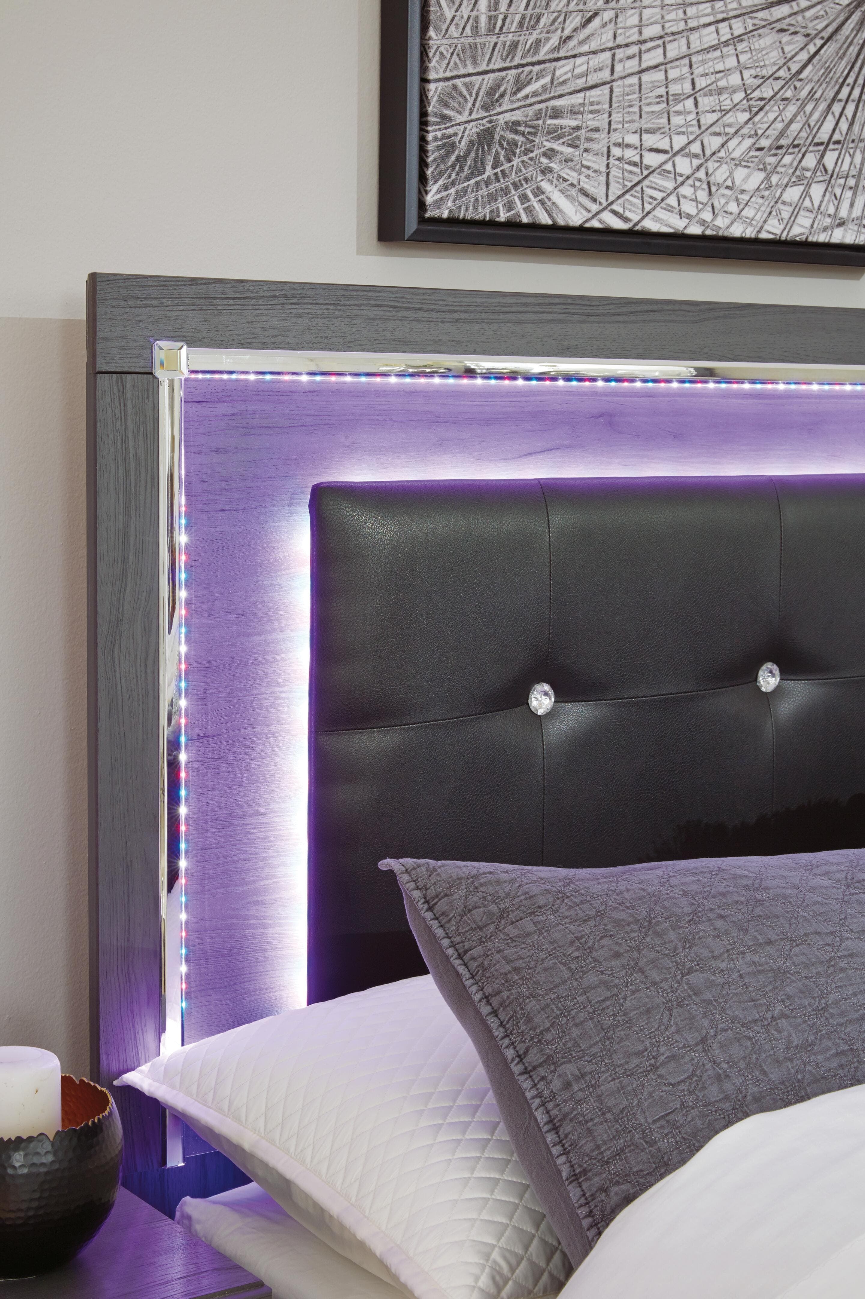 Lodanna Queen Upholstered Panel Headboard — Black/Gray — view 7