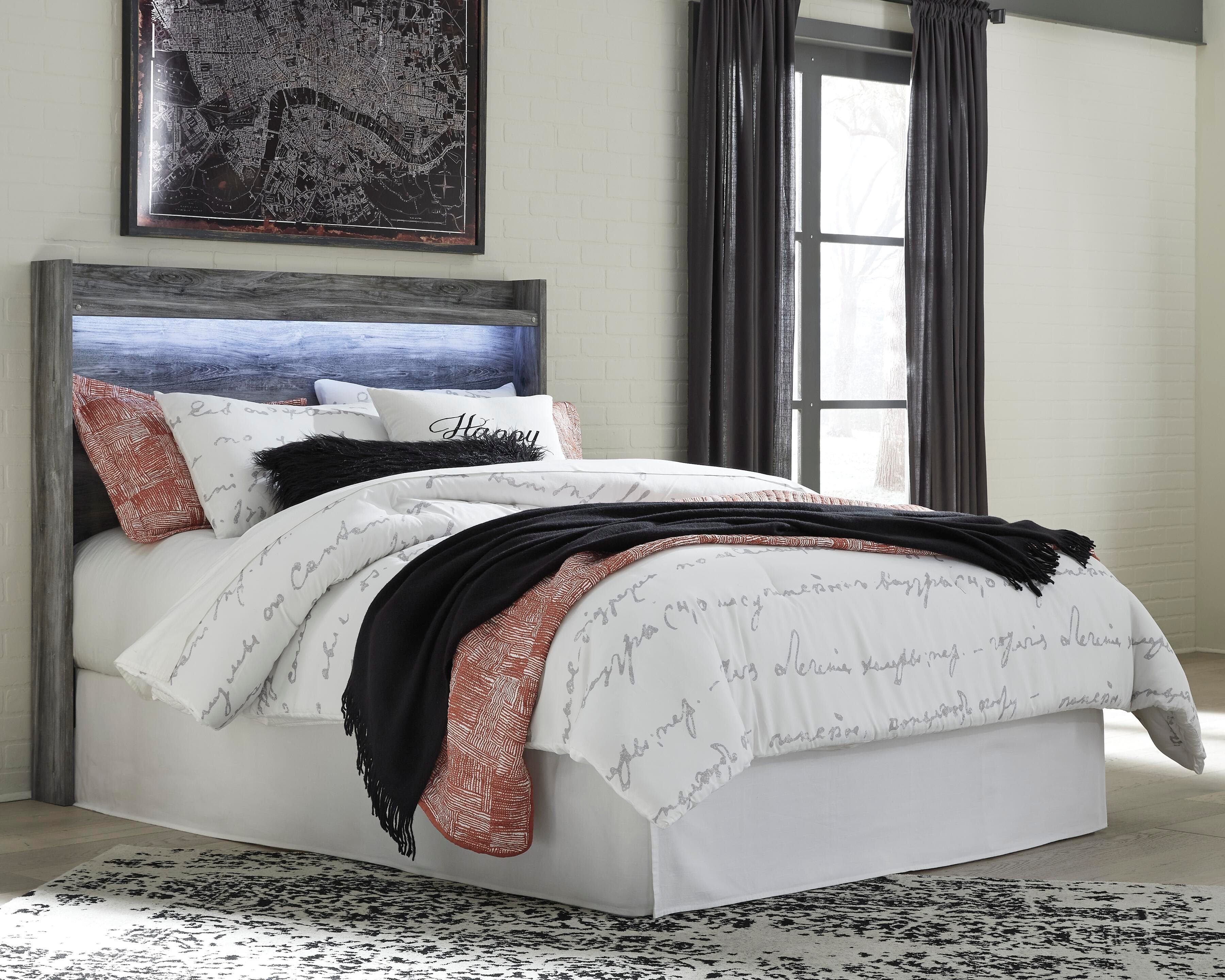 Baystorm Queen Panel Headboard — Black/Gray & Brown/Beige — view 2