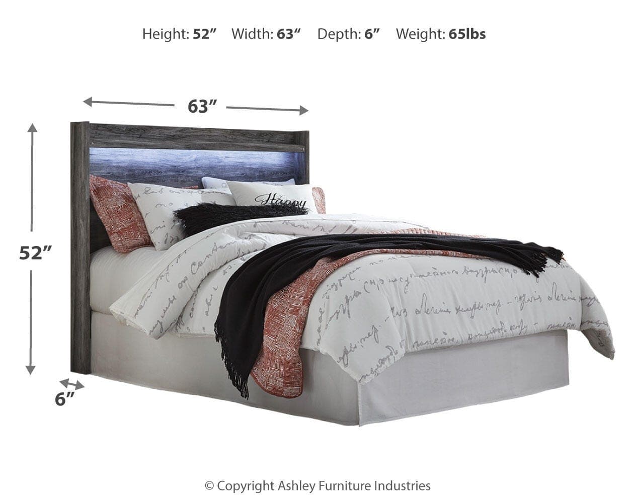 Baystorm Queen Panel Headboard — Black/Gray & Brown/Beige — view 5