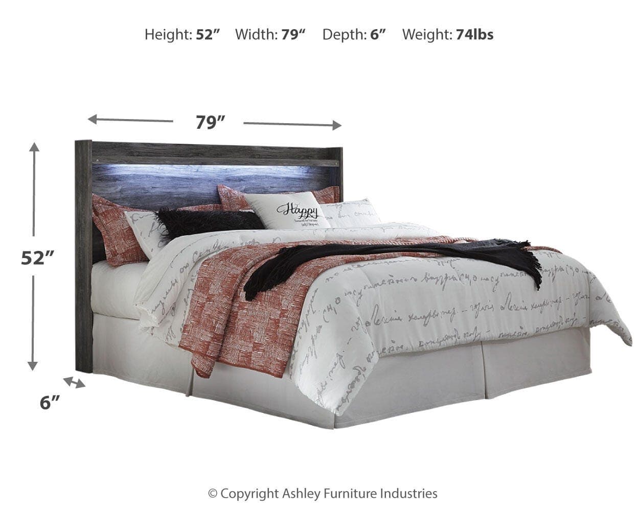 Baystorm King Panel Headboard — Black/Gray & Brown/Beige — view 4