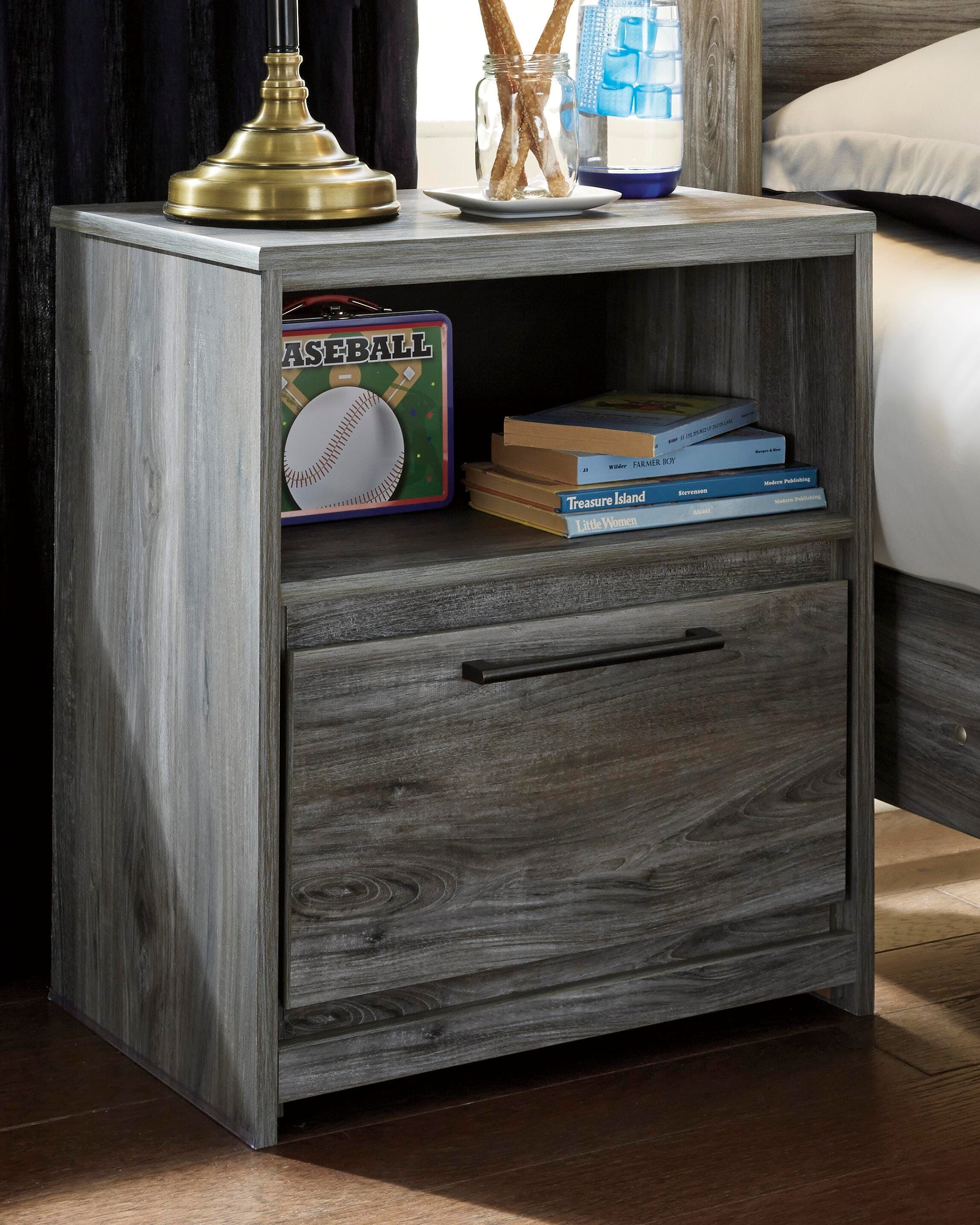 Baystorm Nightstand — Black/Gray & Brown/Beige — view 2