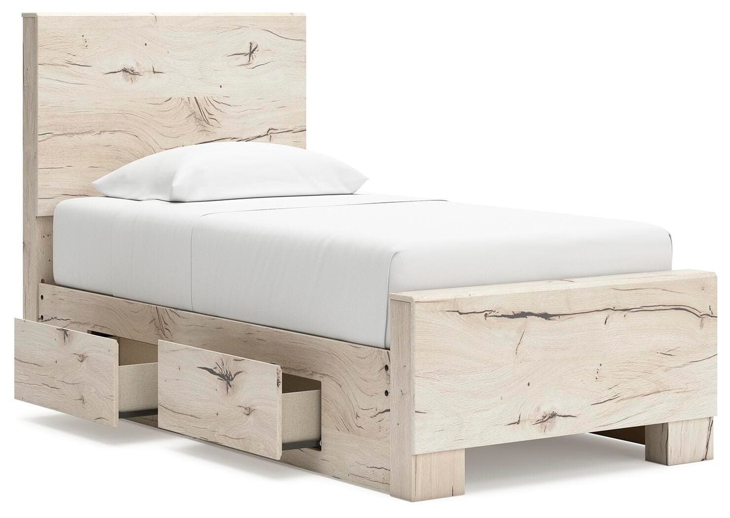 Lawroy Twin Panel Bed with Storage — Natural — view 3