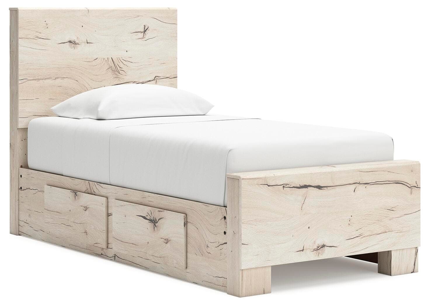 Lawroy Twin Panel Bed with Storage — Natural — view 2