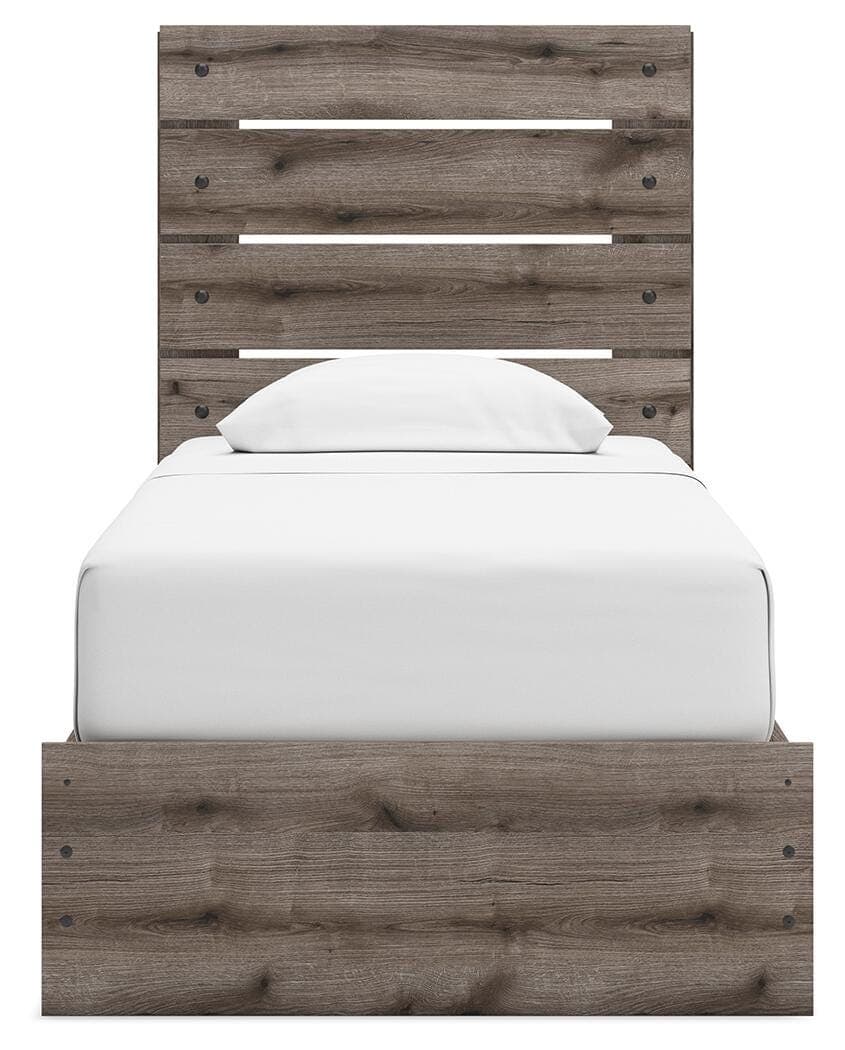 Urbanoore Twin Panel Bed with Storage — Brown/Beige — view 7