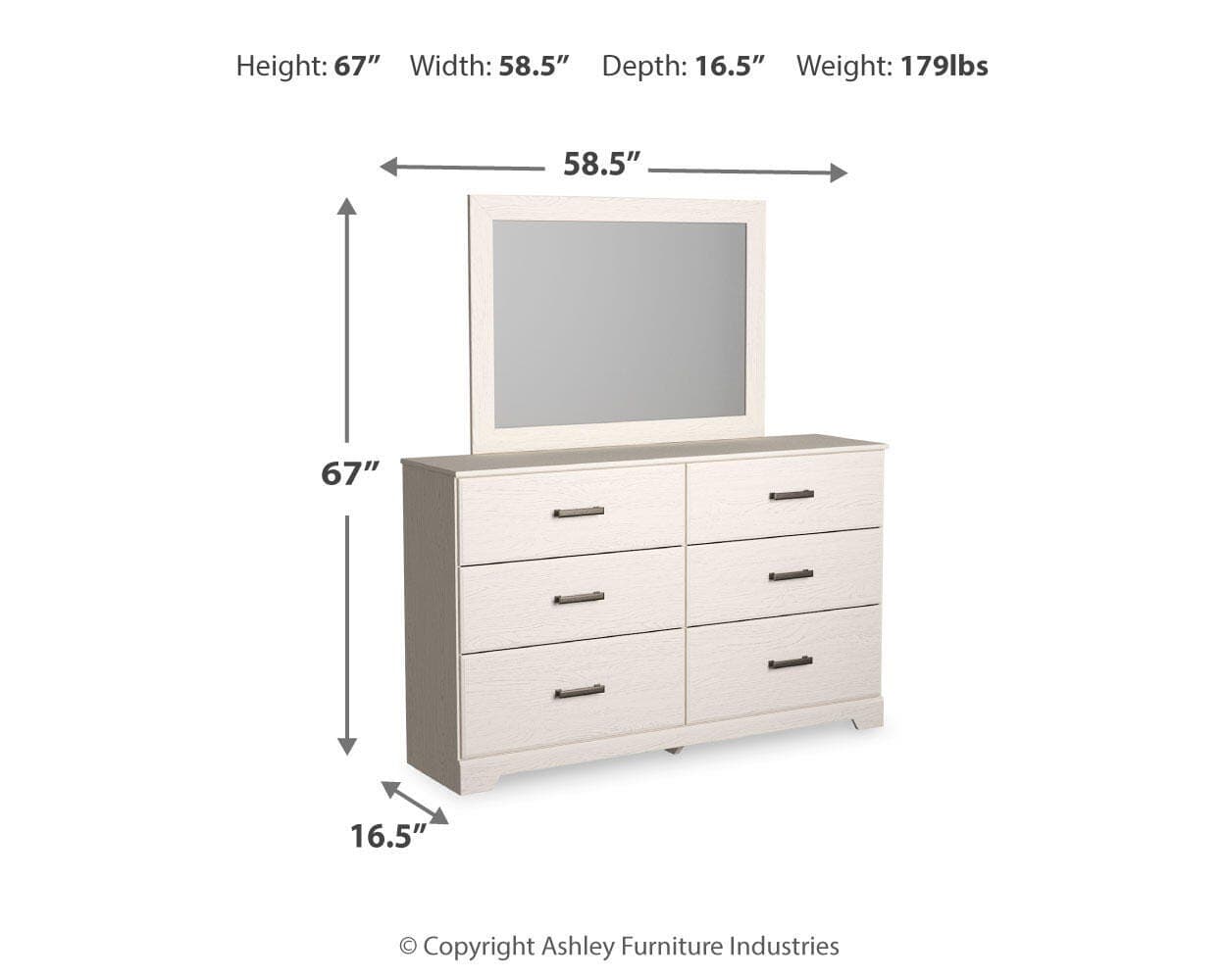 Stelsie Dresser and Mirror — White — view 4