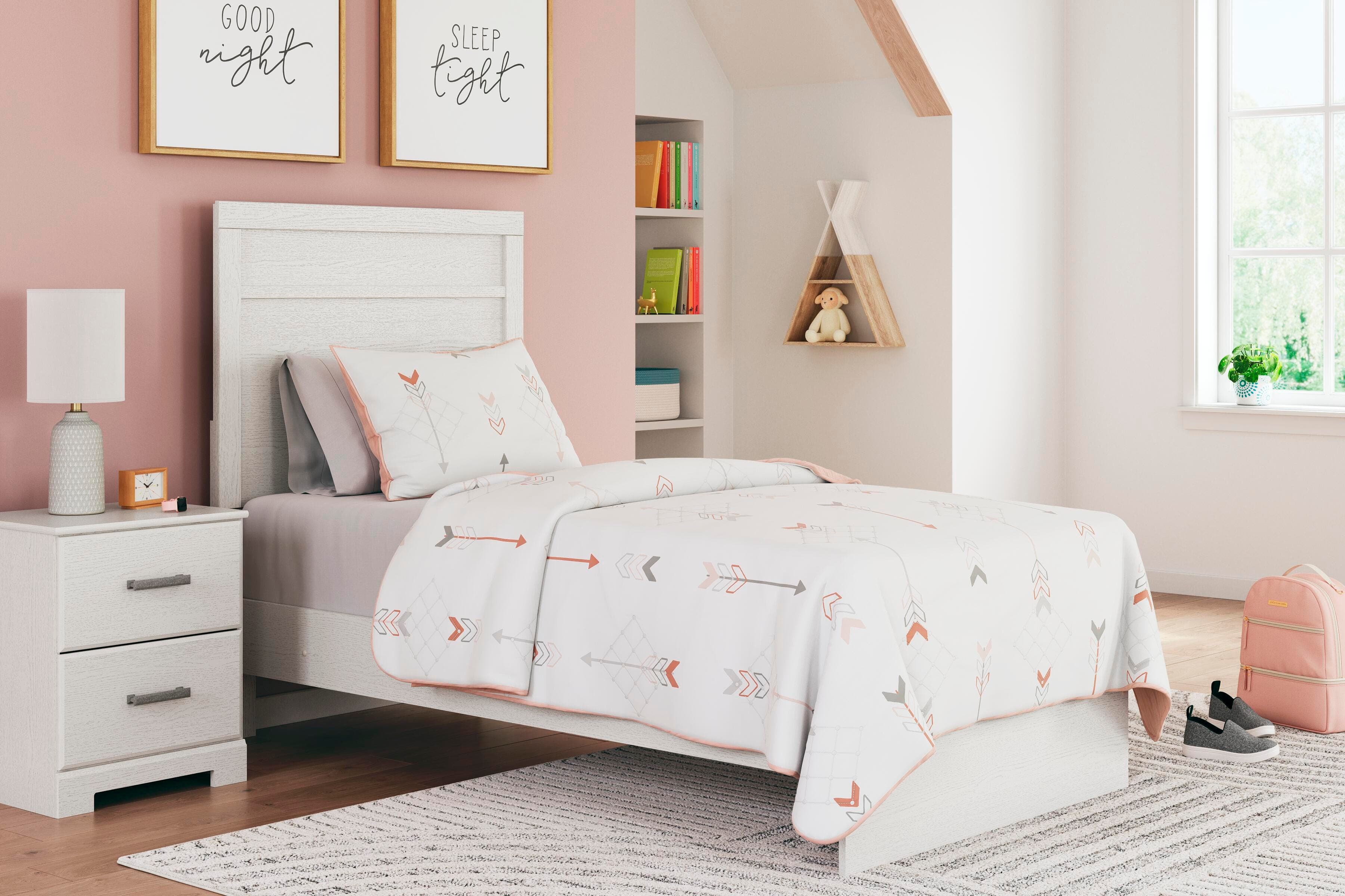 Stelsie Twin Panel Bed — White — view 2