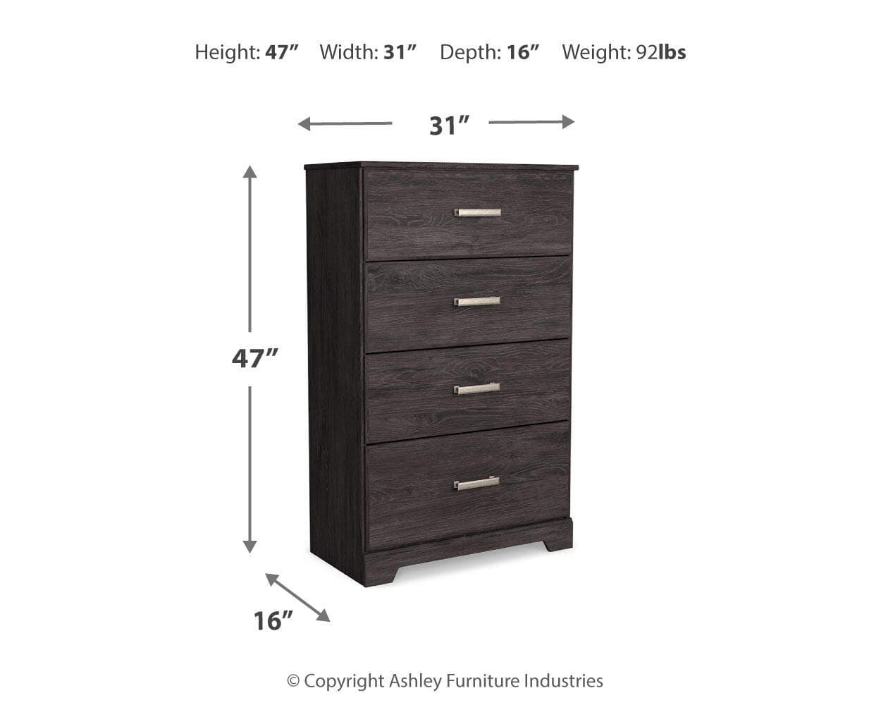 Belachime Chest of Drawers — Black/Gray — view 6