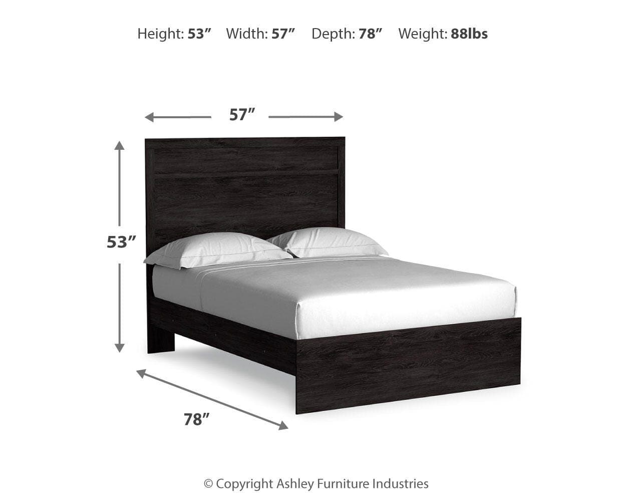Belachime Full Panel Bed — Black/Gray — view 4