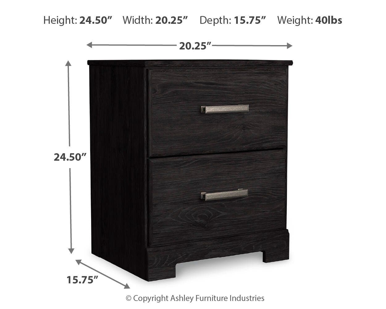 Belachime Nightstand — Black/Gray — view 3