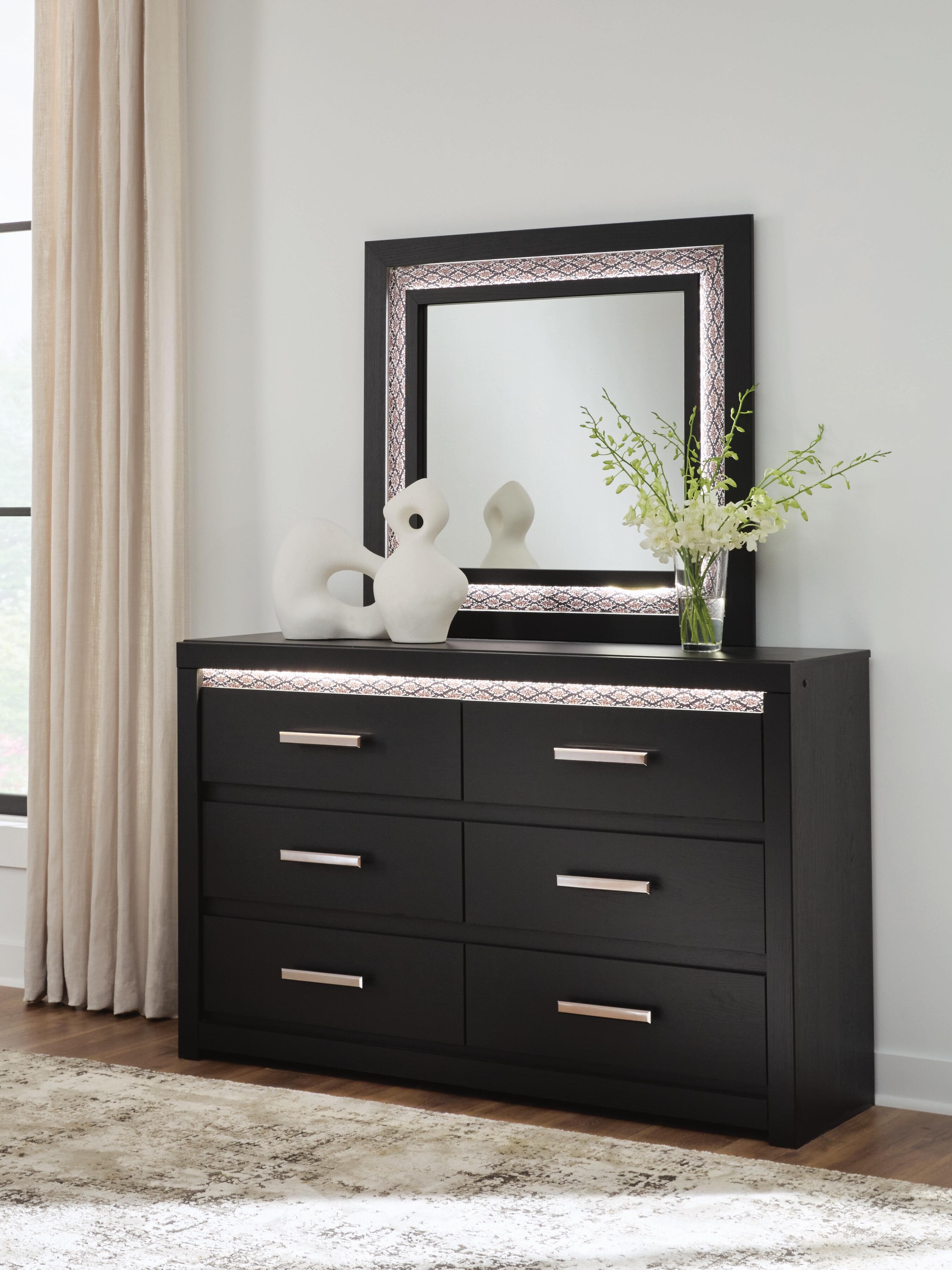 Shoralli Dresser and Mirror — Black — view 2