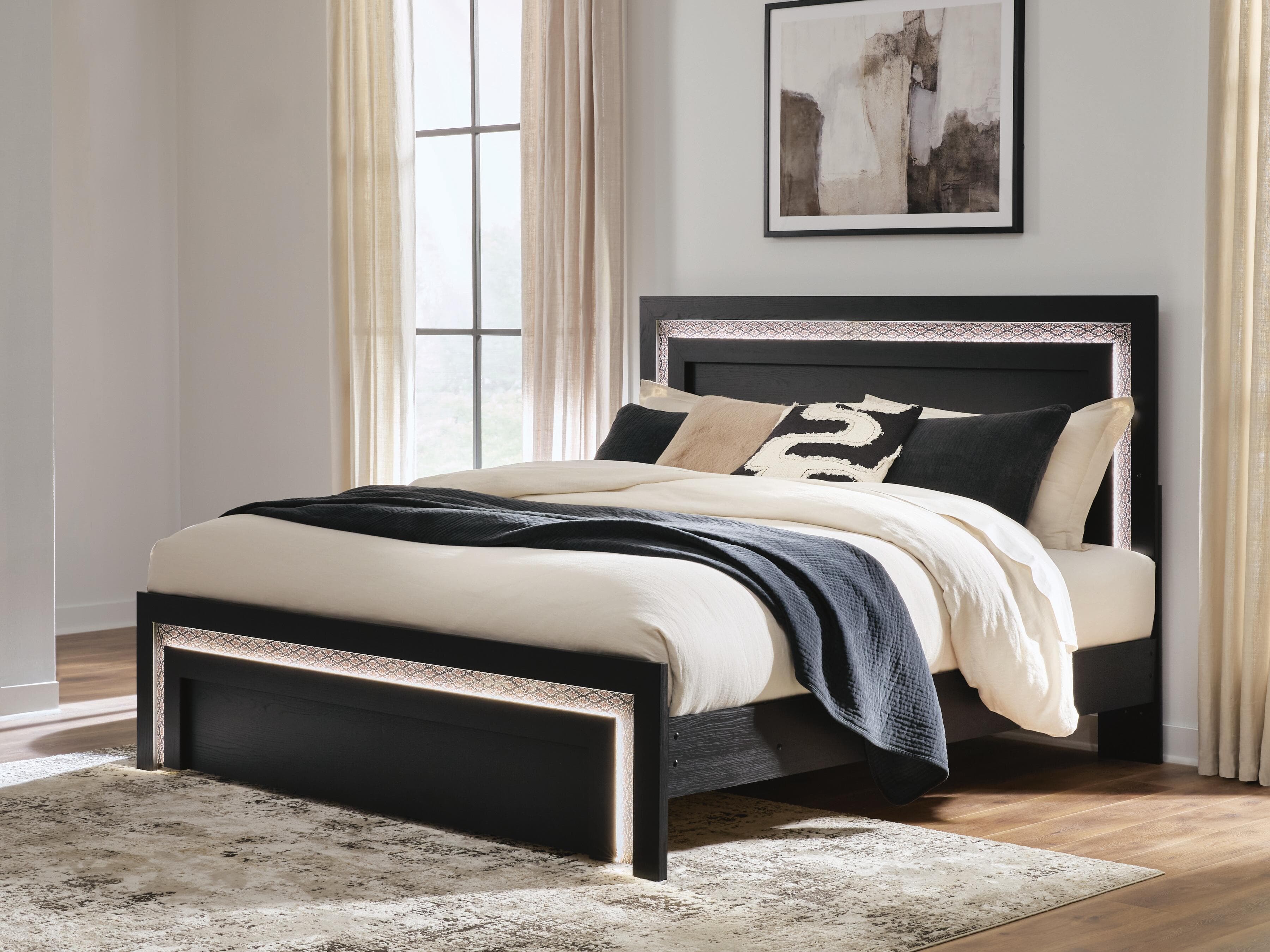 Shoralli Queen Panel Bed — Black — view 2