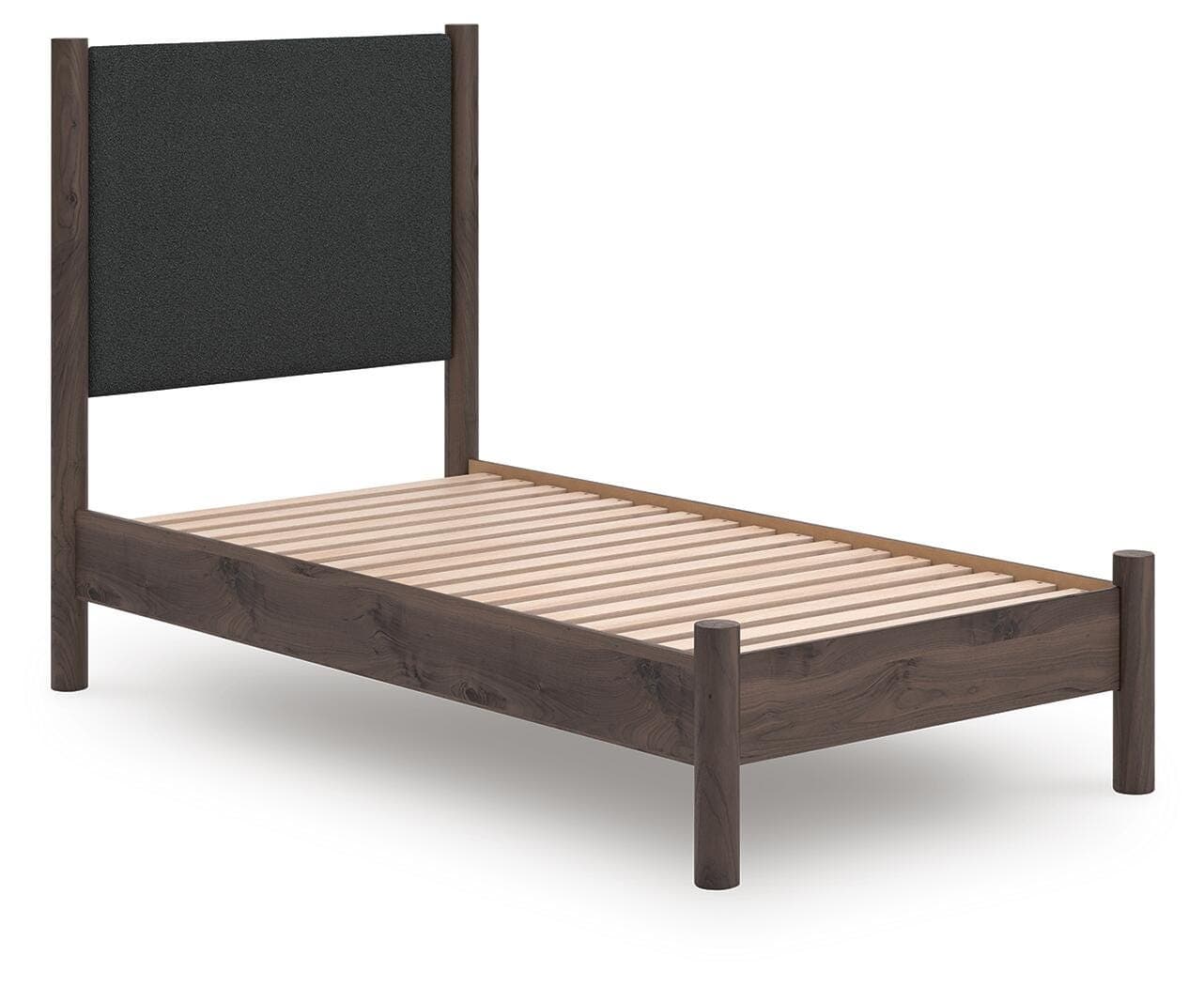 Cadmori Twin Upholstered Panel Platform Bed — Brown — view 2