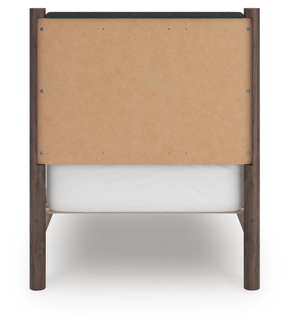 Cadmori Twin Upholstered Panel Platform Bed — Brown — view 6