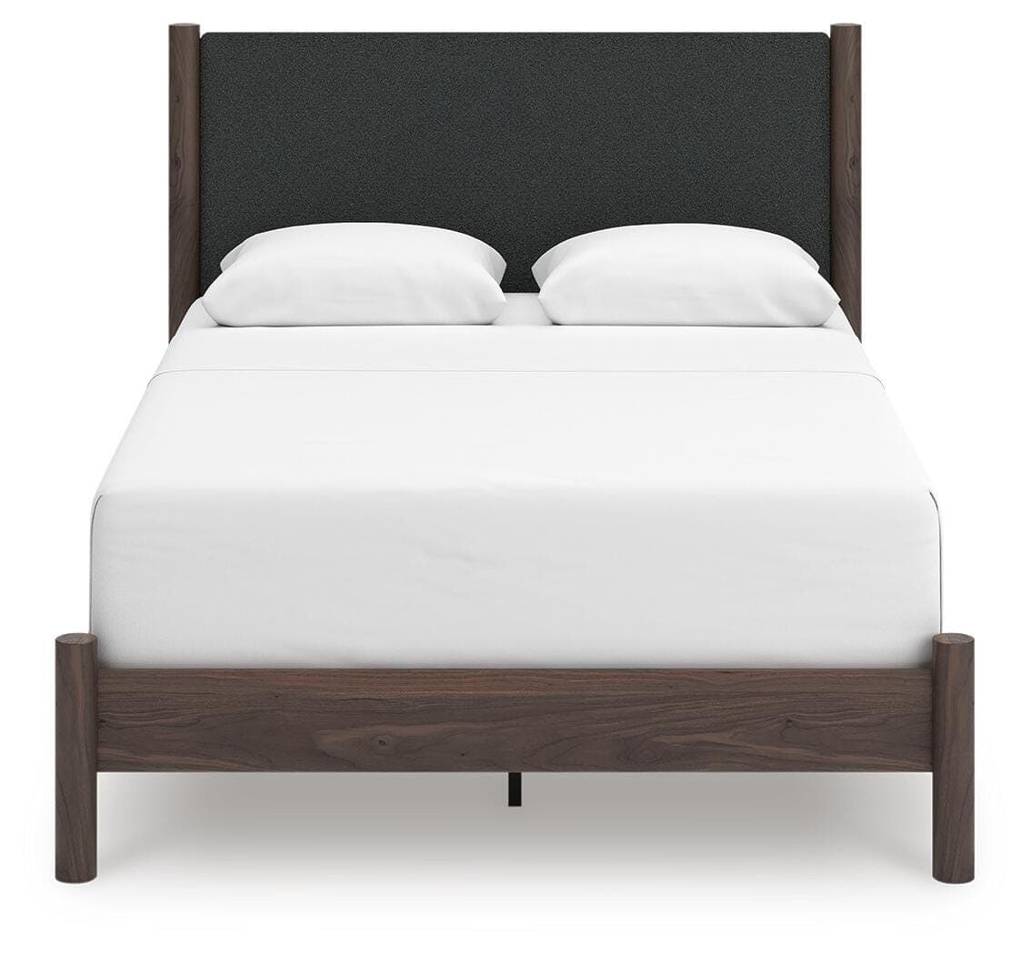 Cadmori Queen Upholstered Panel Bed — Brown — view 3