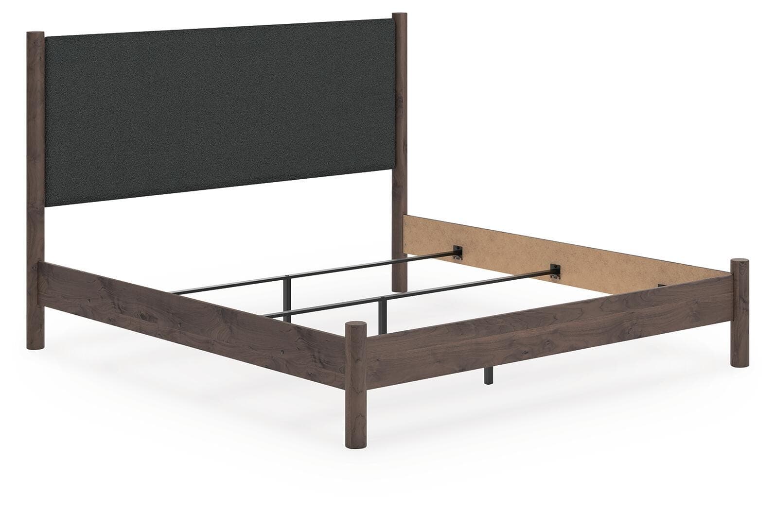 Cadmori King Upholstered Panel Bed — Brown — view 2