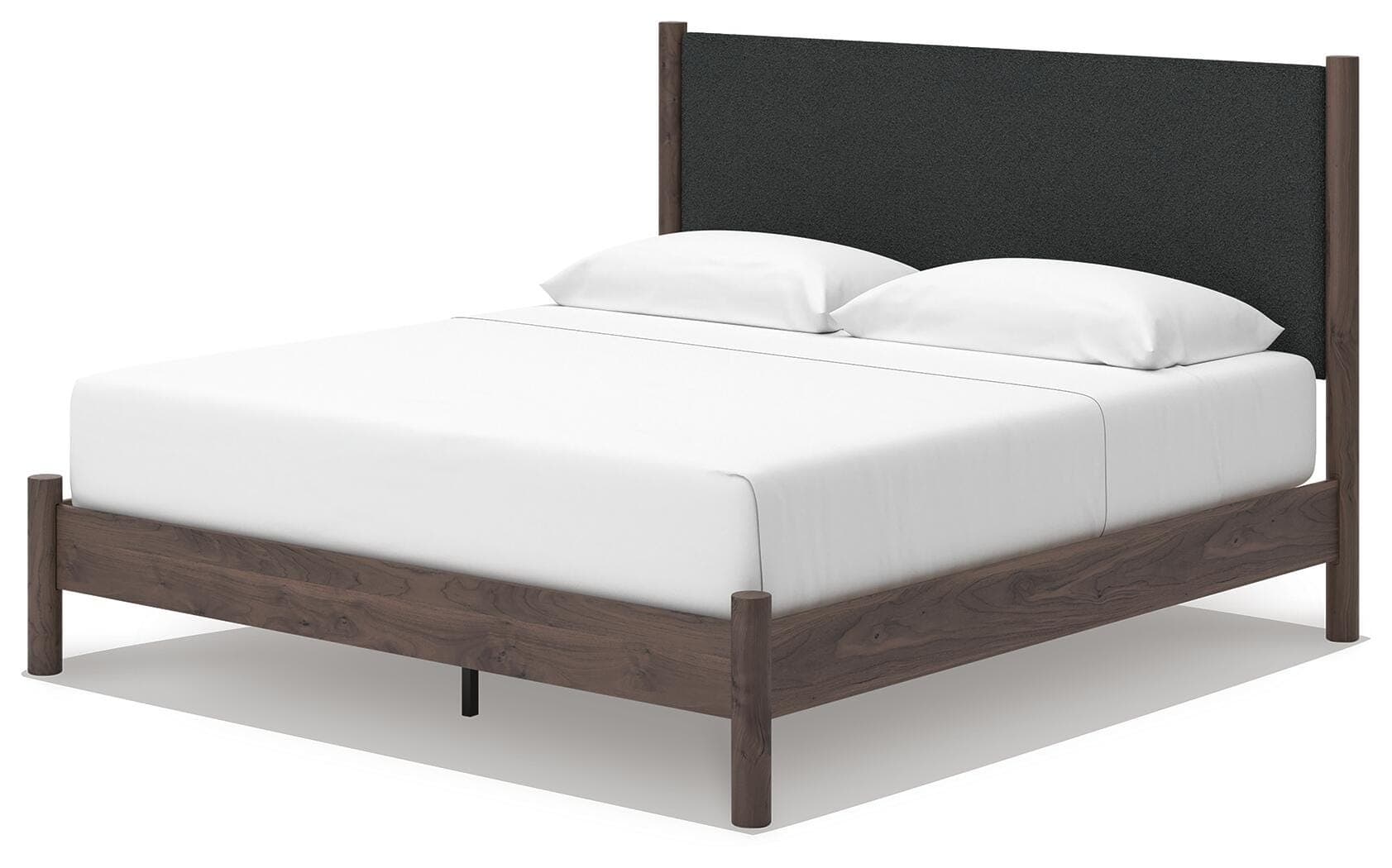 Cadmori King Upholstered Panel Platform Bed — Brown — view 4