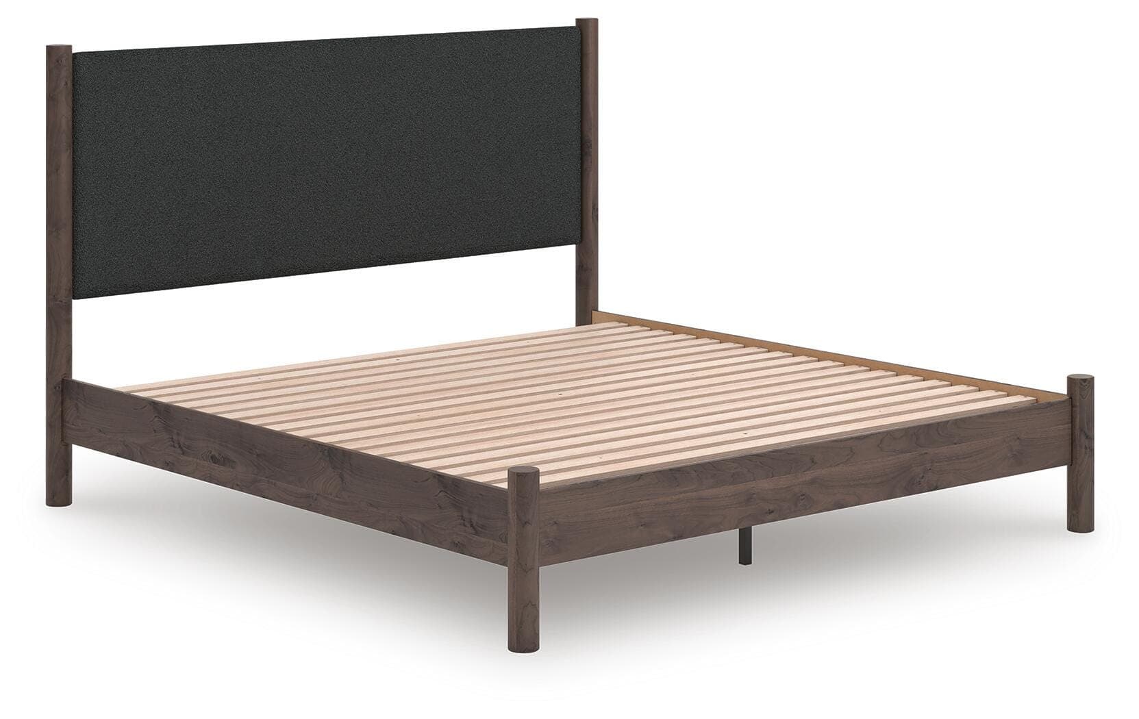 Cadmori King Upholstered Panel Platform Bed — Brown — view 2