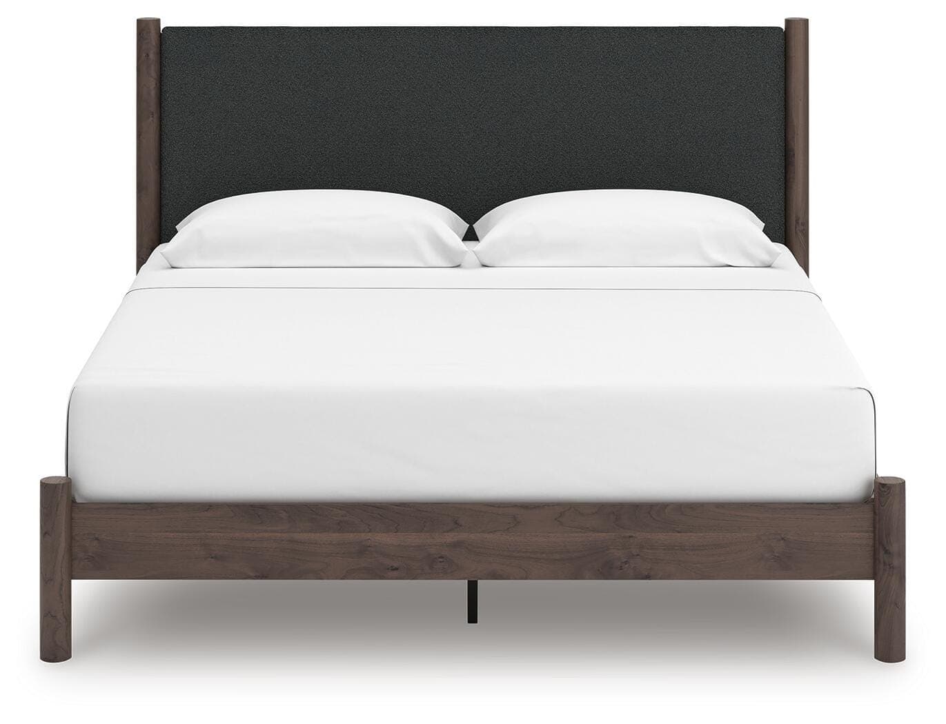 Cadmori King Upholstered Panel Platform Bed — Brown — view 3