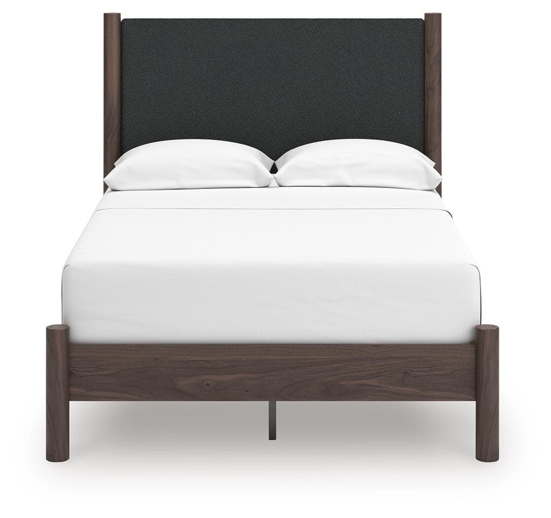 Cadmori Full Upholstered Panel Platform Bed — Brown — view 3