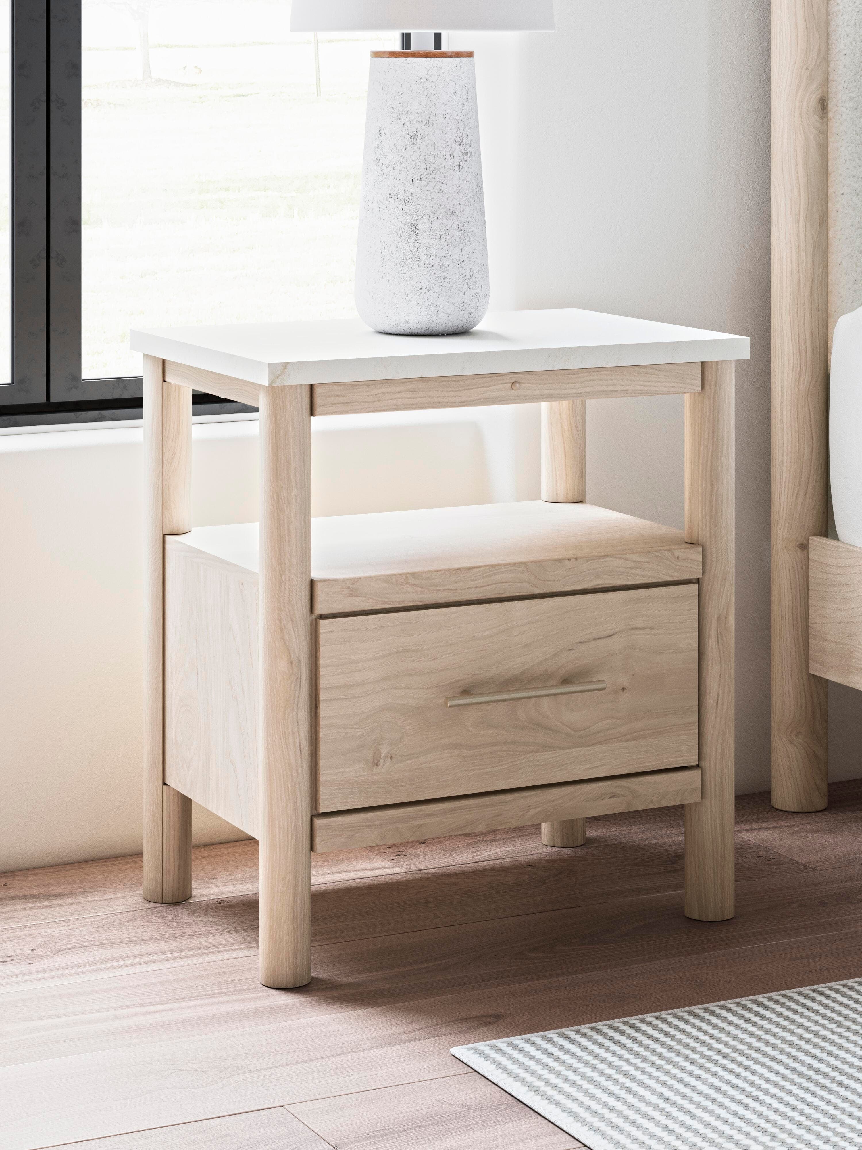 Cadmori Nightstand — White & Brown/Beige — view 2