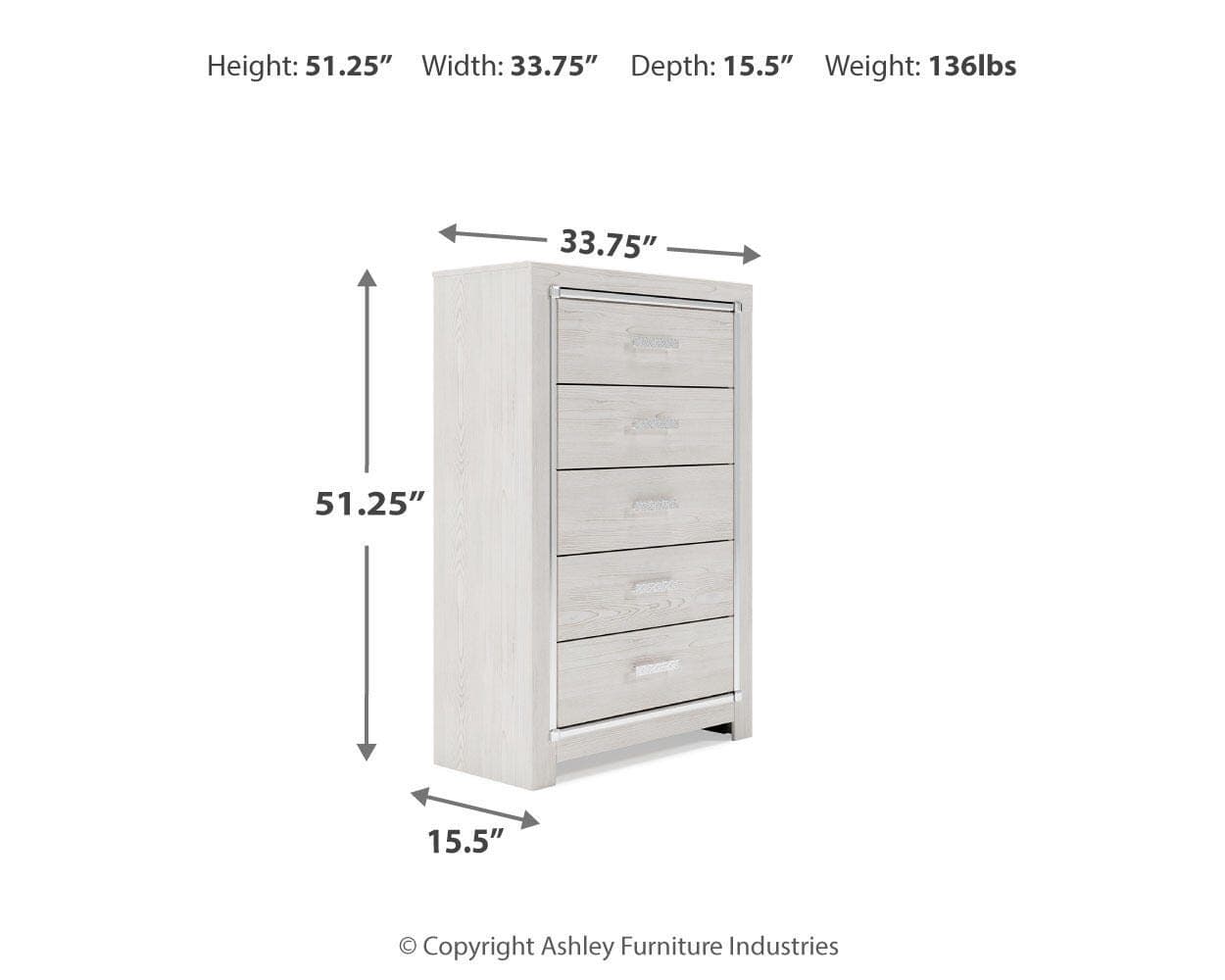 Altyra Chest of Drawers — White — view 4
