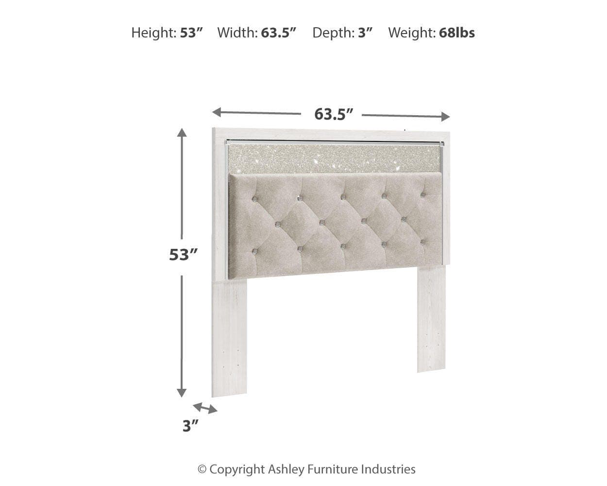Altyra Queen Upholstered Panel Headboard — White — view 3