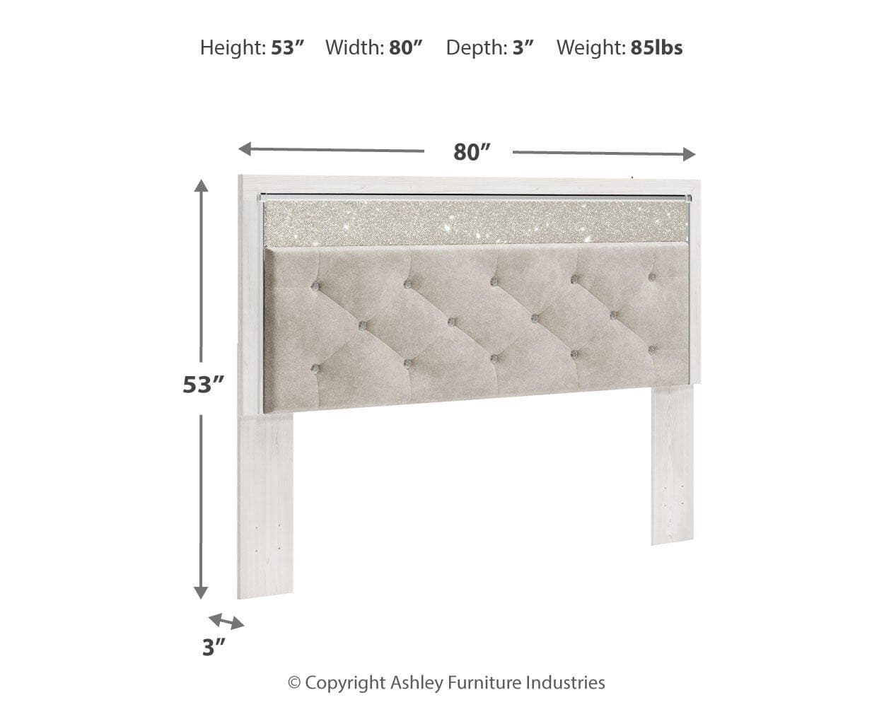 Altyra King/California King Upholstered Panel Headboard — White — view 3