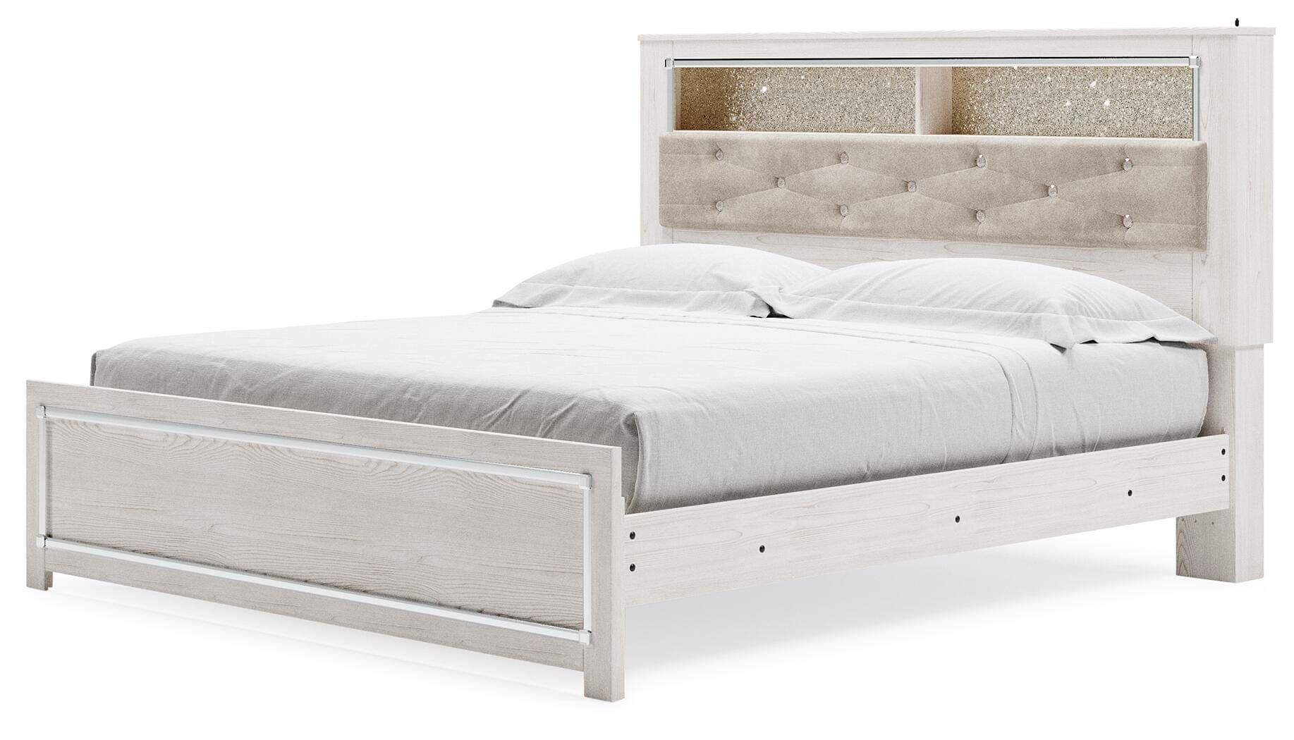 Altyra King Panel Bookcase Bed — White — view 7