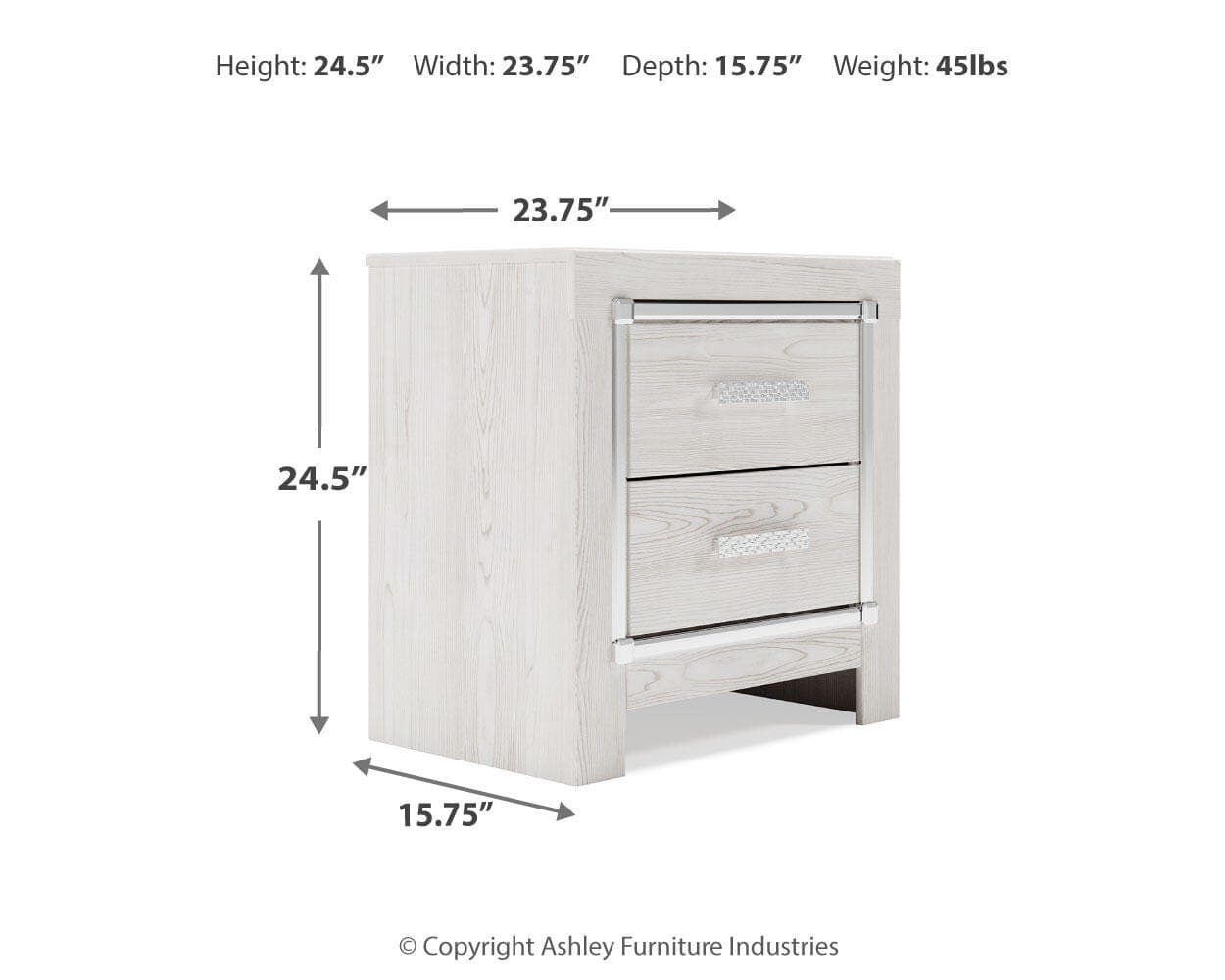 Altyra Nightstand — White — view 4