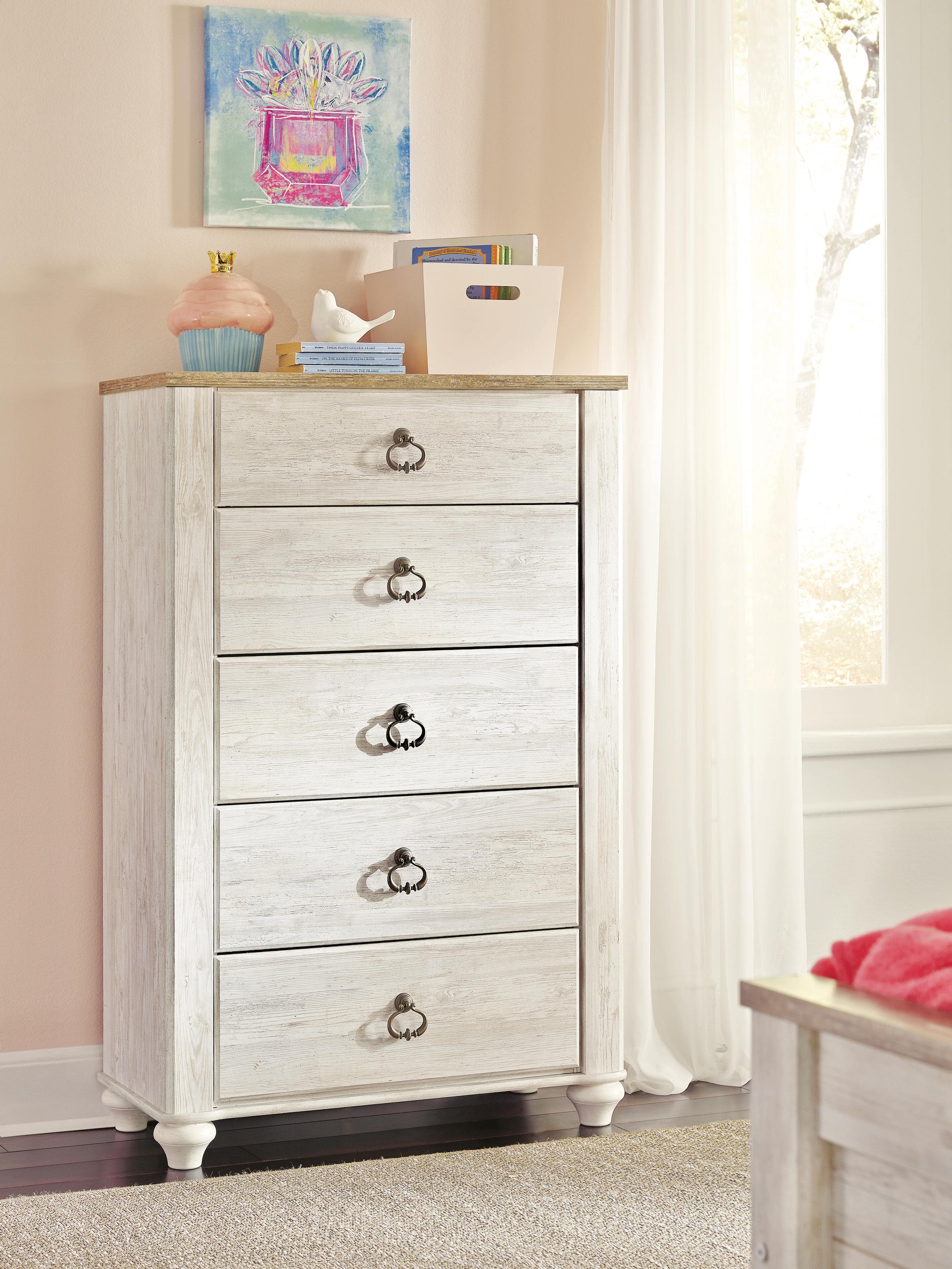 Willowton Chest of Drawers — Brown/Beige & White — view 7