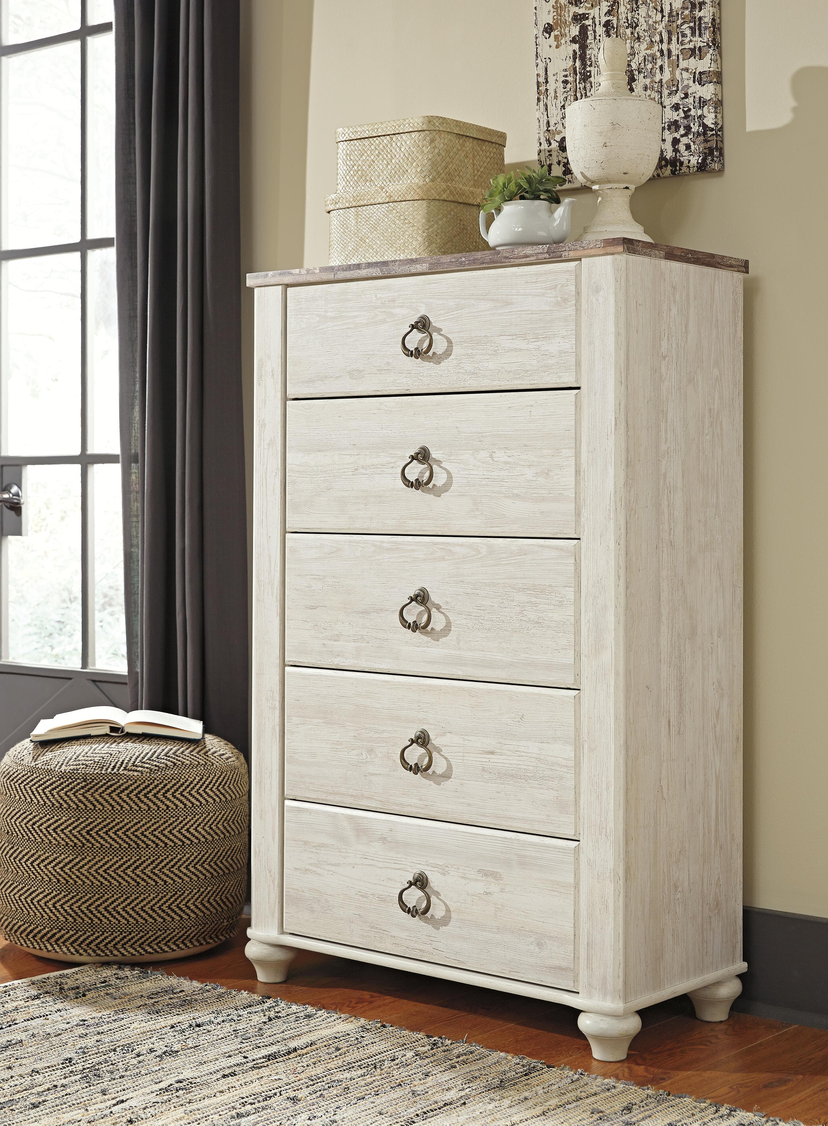 Willowton Chest of Drawers — Brown/Beige & White — view 2
